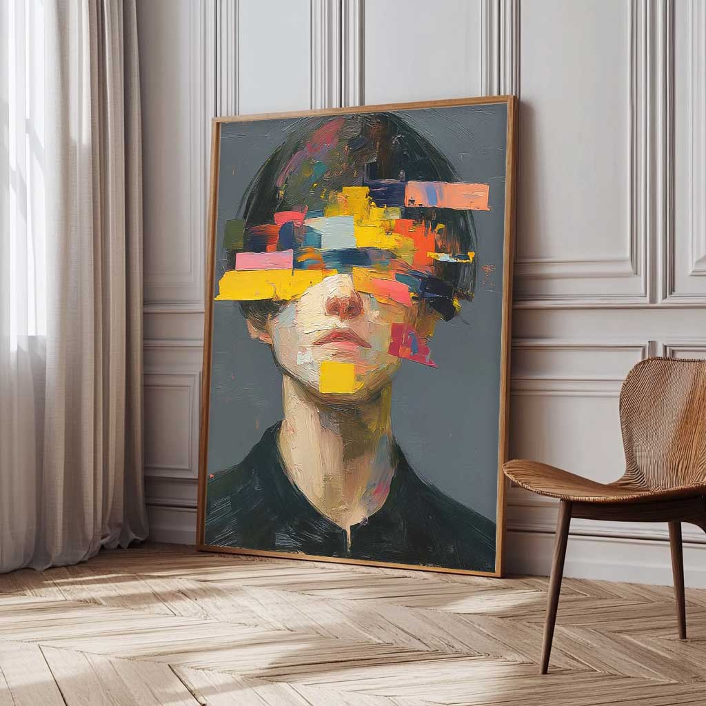 Large Faceless Portrait Painting Abstract Original Boy Painting Man Face Artwork Colorful Facial 3D Painting
