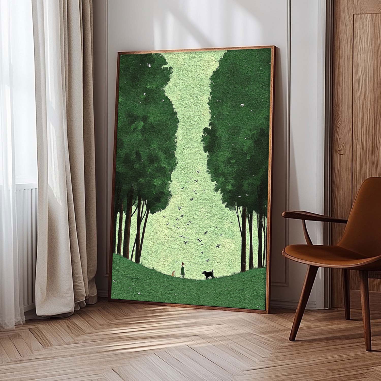 Abstract Comfortable Scenery Oil Painting Green Landscape Artwork Large Lawn scenery Painting On Canvas