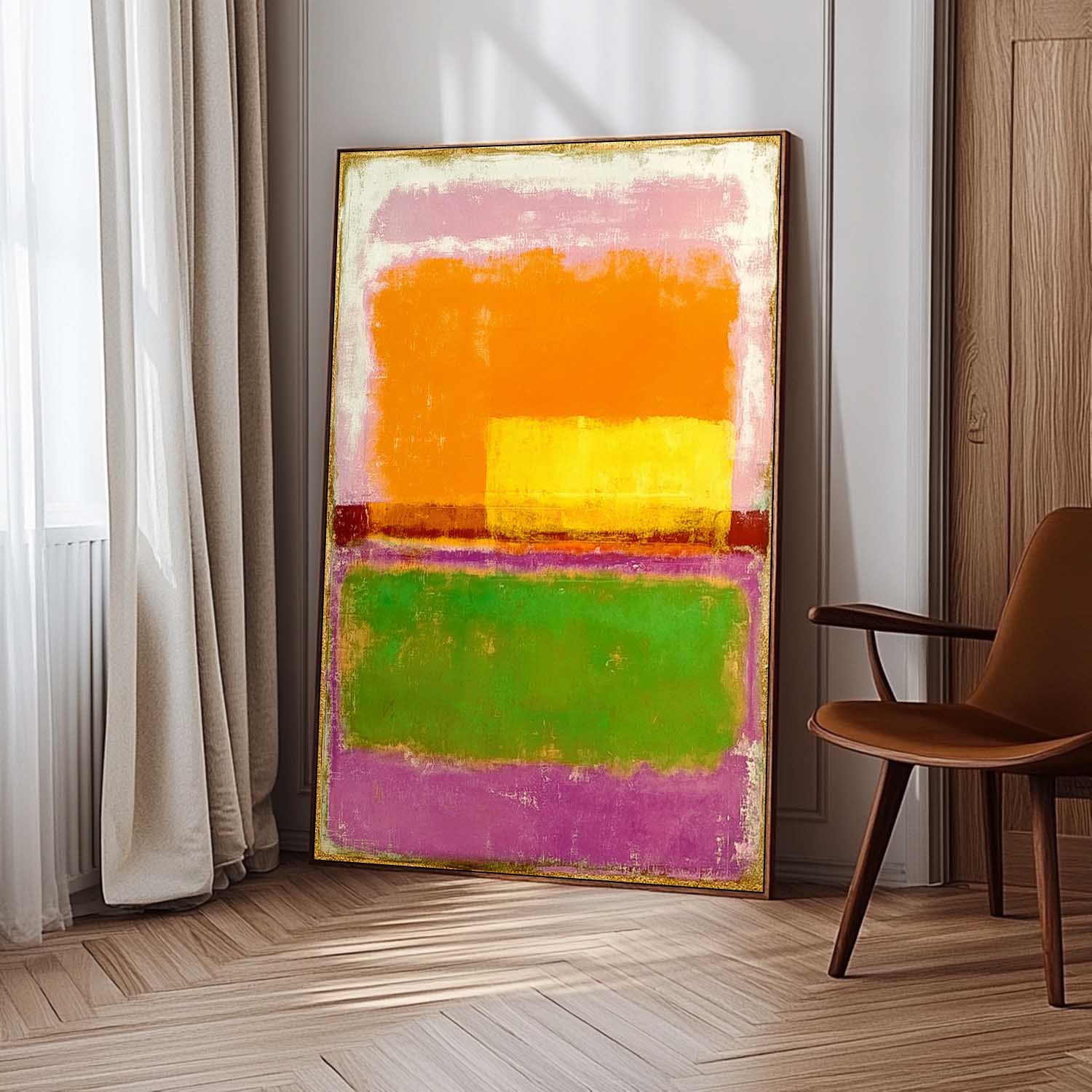 Large Geometry Painting Framed Abstract Multiple Color Splicing Acrylic painting Original Vibrant Wall Art