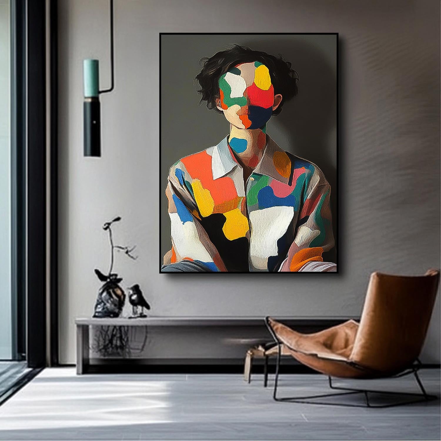 Boy Abstract Painting Contemporary Gallery Man Wall Art painting Large Faceless Portrait Artwork Home Decor