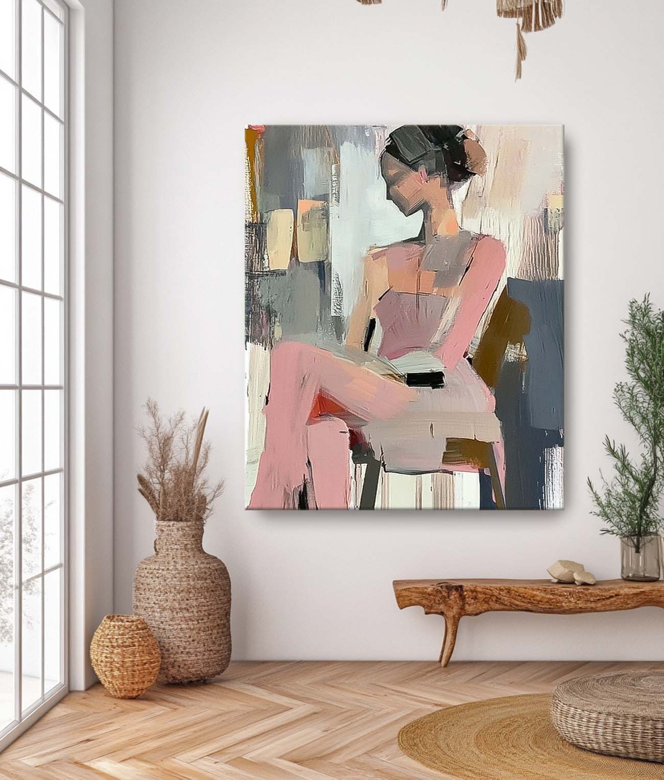Faceless Artwork Large Girl Painting Abstract Lady Painting Original Wall Art Framed For Living Room
