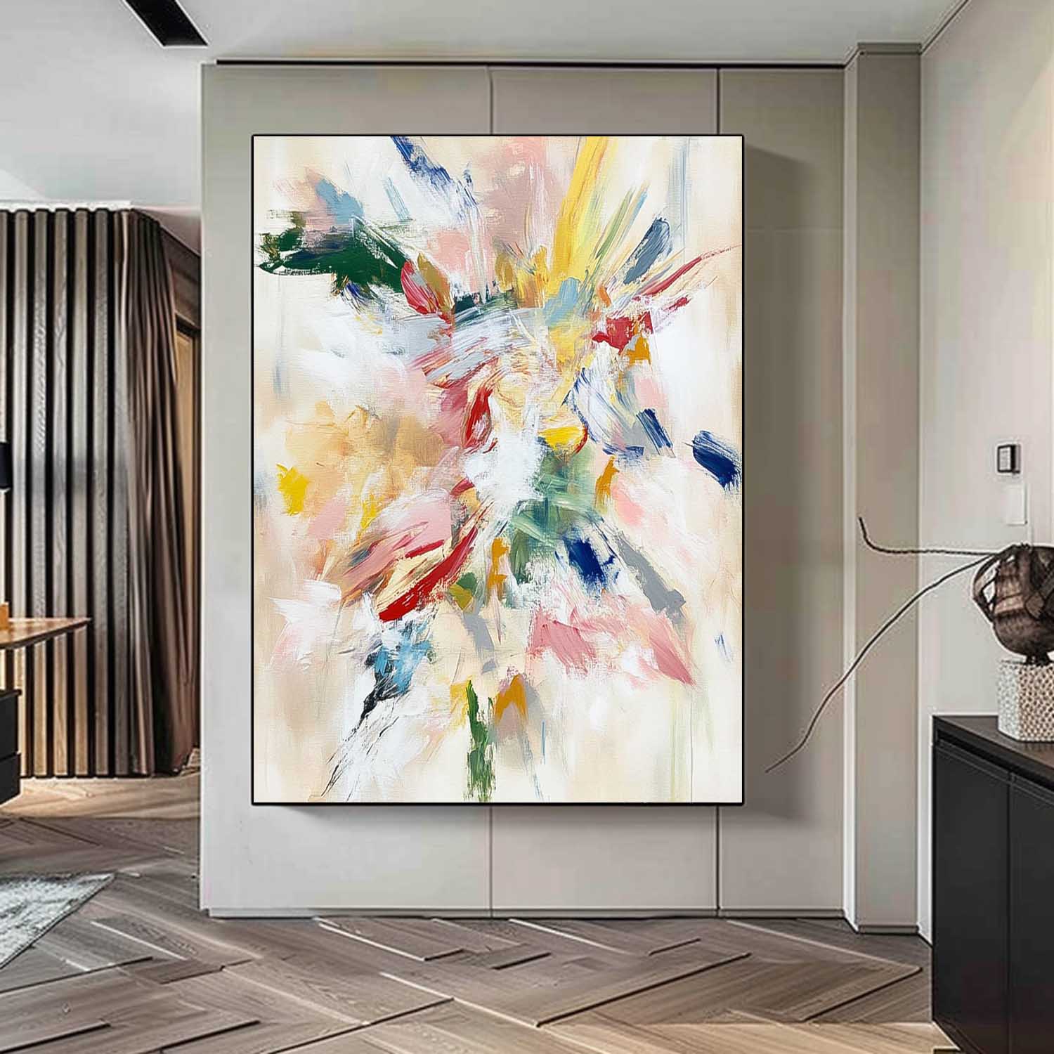 Original Acrylic Painting Wall Art Abstract Fireworks Oil Painting on Canvas Modern Minimalist Wall Art