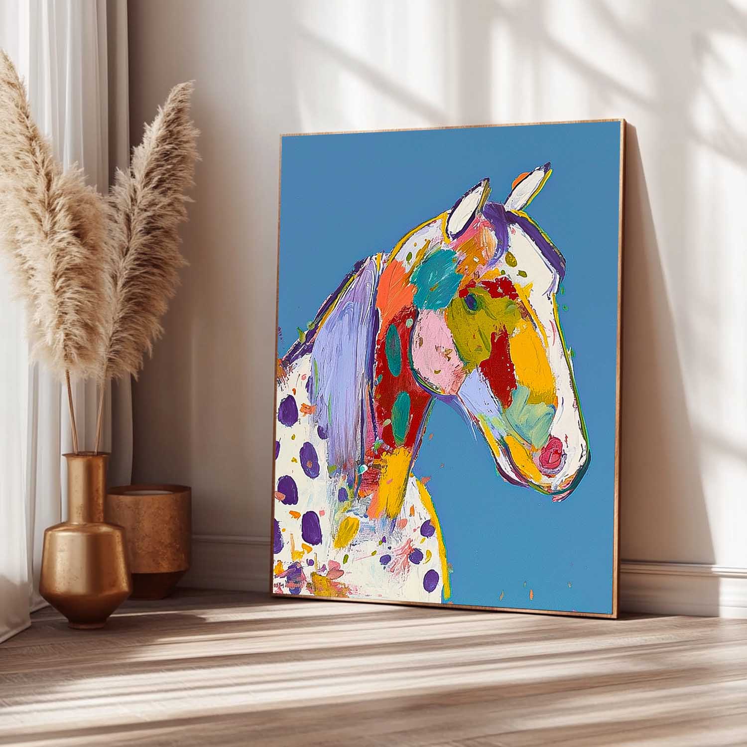 Large Acrylic Painting Minimalism Graffiti Animal Oil Painting Modern Horse Abstract Wall Art Home Decor