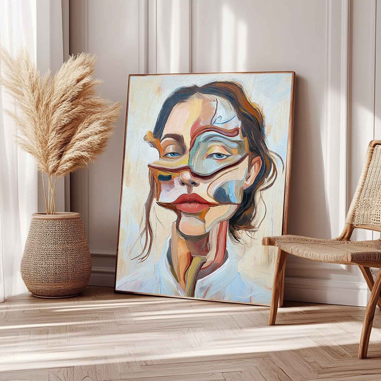 Original Texture Irregular Face Wall Art Coloful Modern Artwork Abstract Portrait Oil Painting On Canvas
