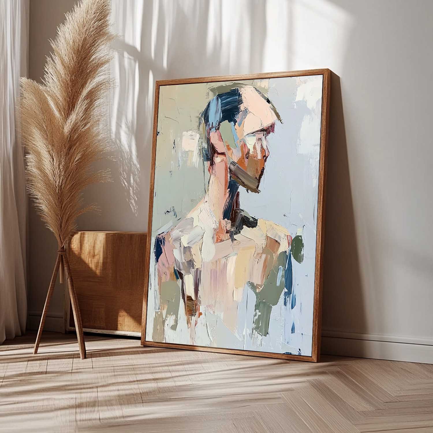 Abstract Figure oil Painting On Canvas Original Vague Texture Girl Wall Art Faceless Modern Artwork