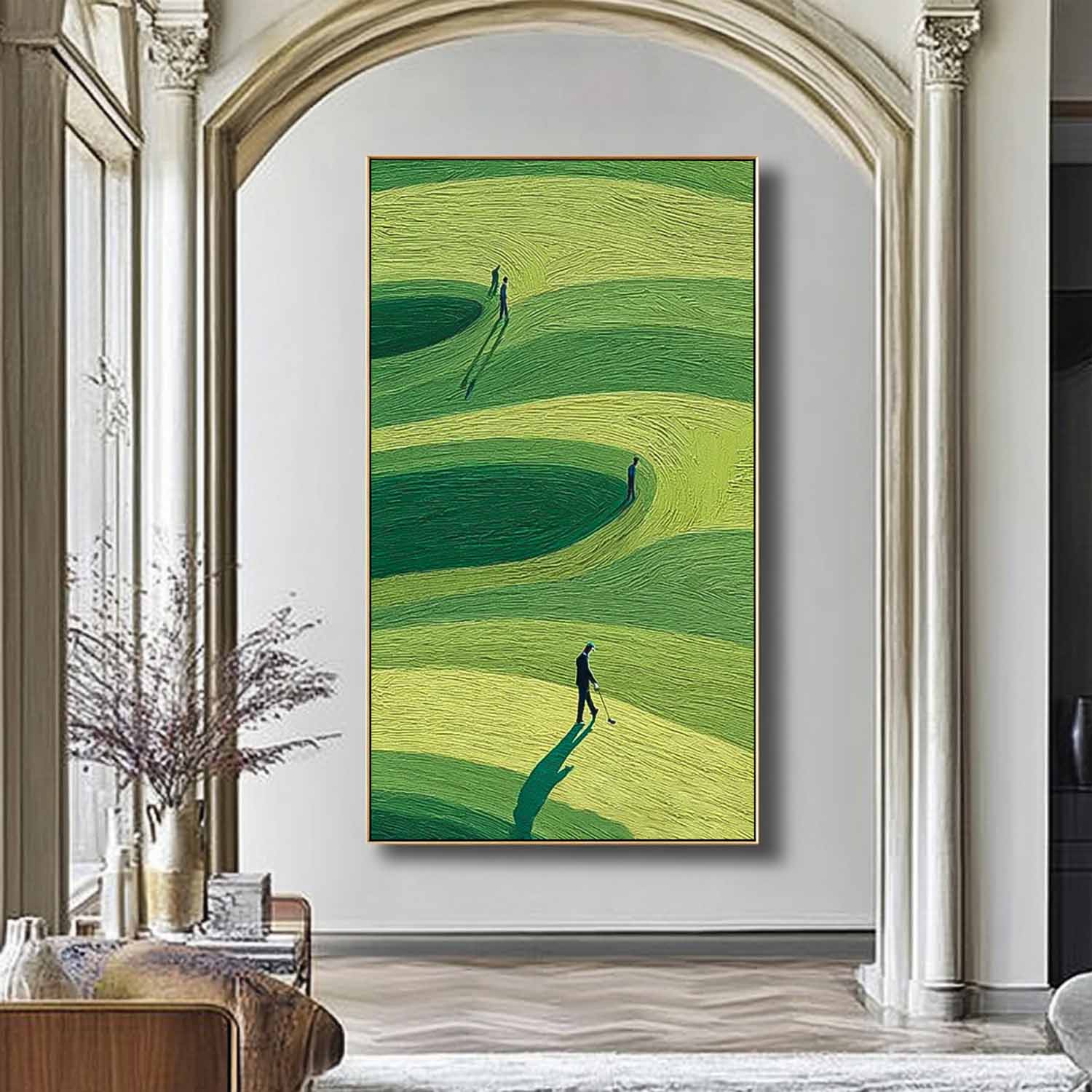 Large Golf Course Green Abstract Painting Textured Wall Art Original Handmade Art Golf Lovers Gifts