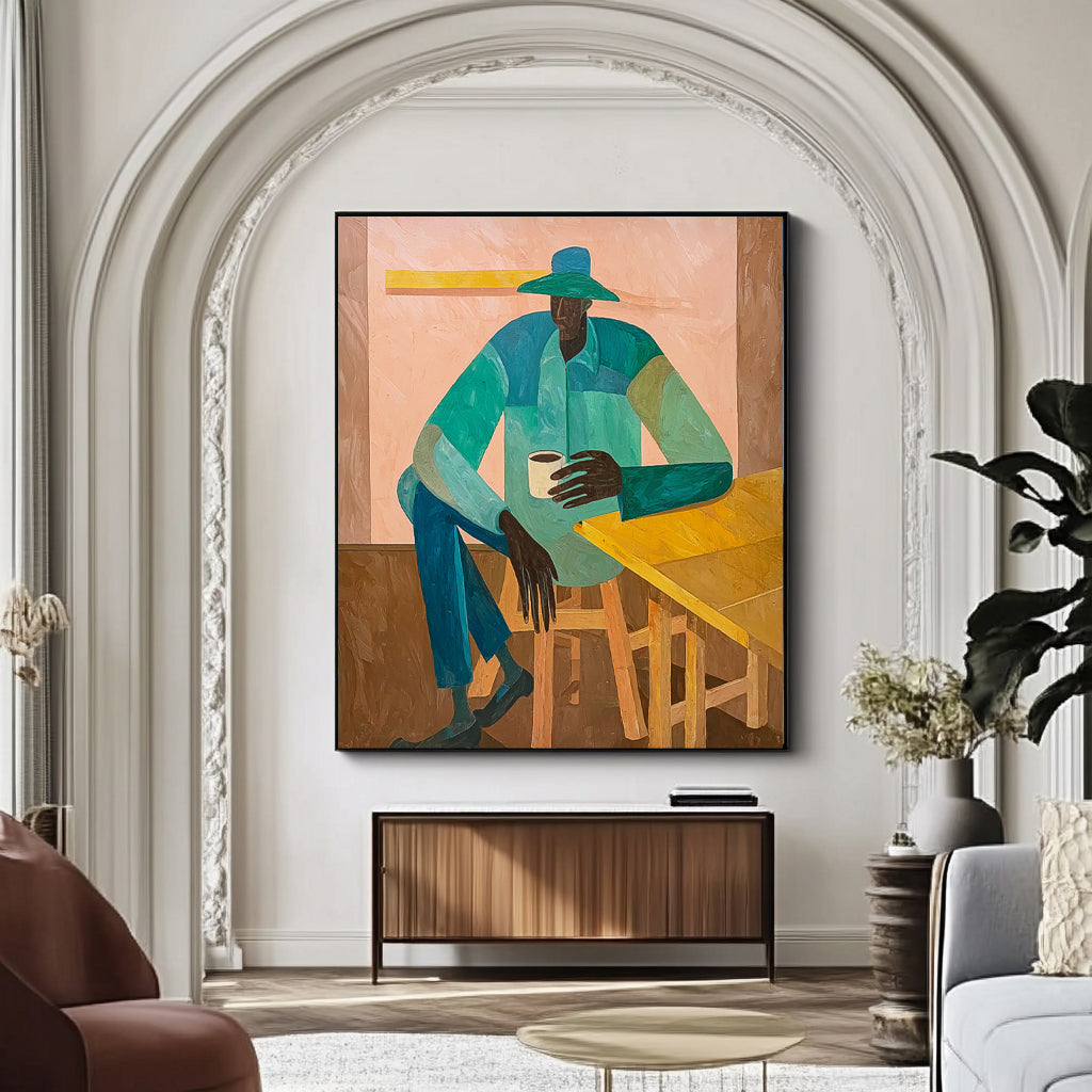 Vintage Figure Oil Painting Large Portrait Wall Art Original Textured People Painting Canvas Home Decor