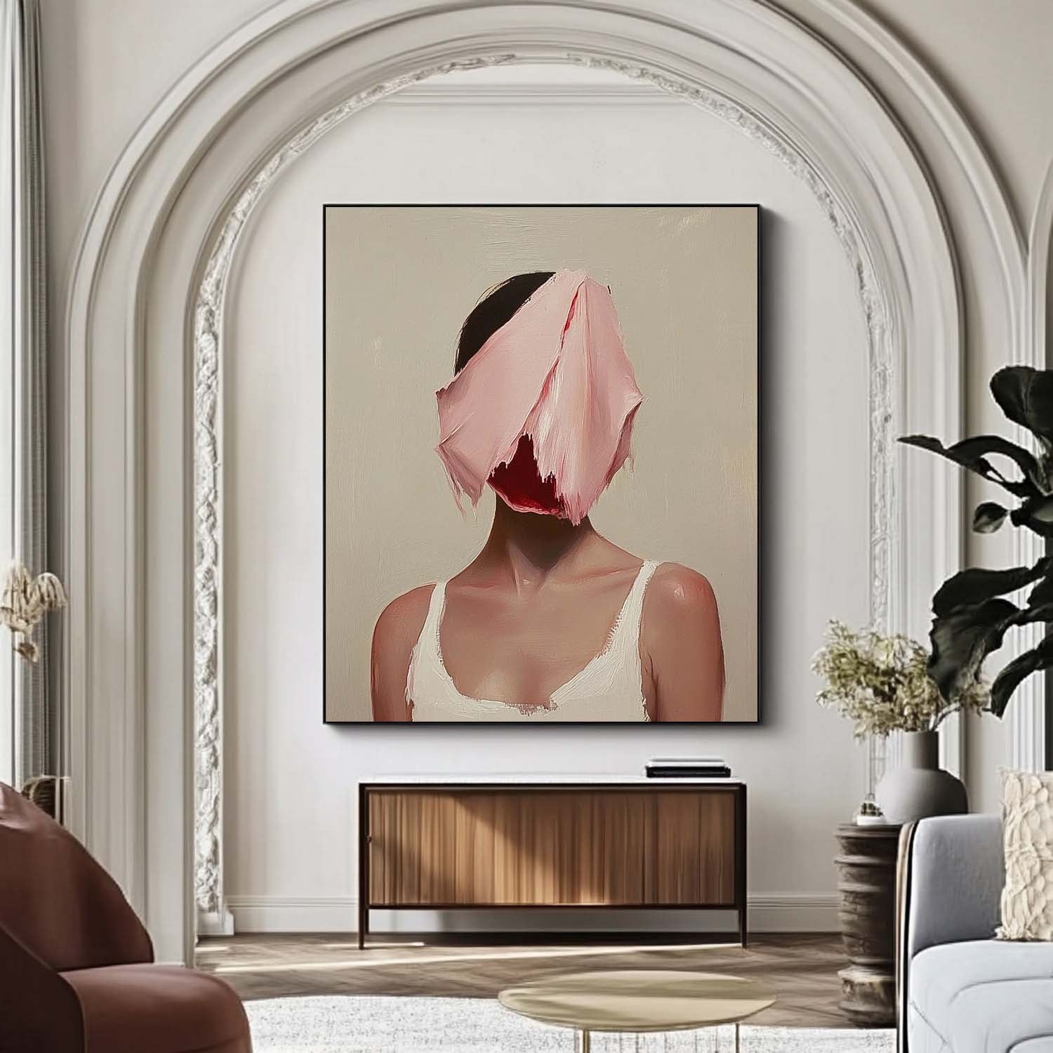 Lady Contemporary Artwork Abstract Woman Oil Painting On Canvas Original Faceless Texture Girl Wall Art