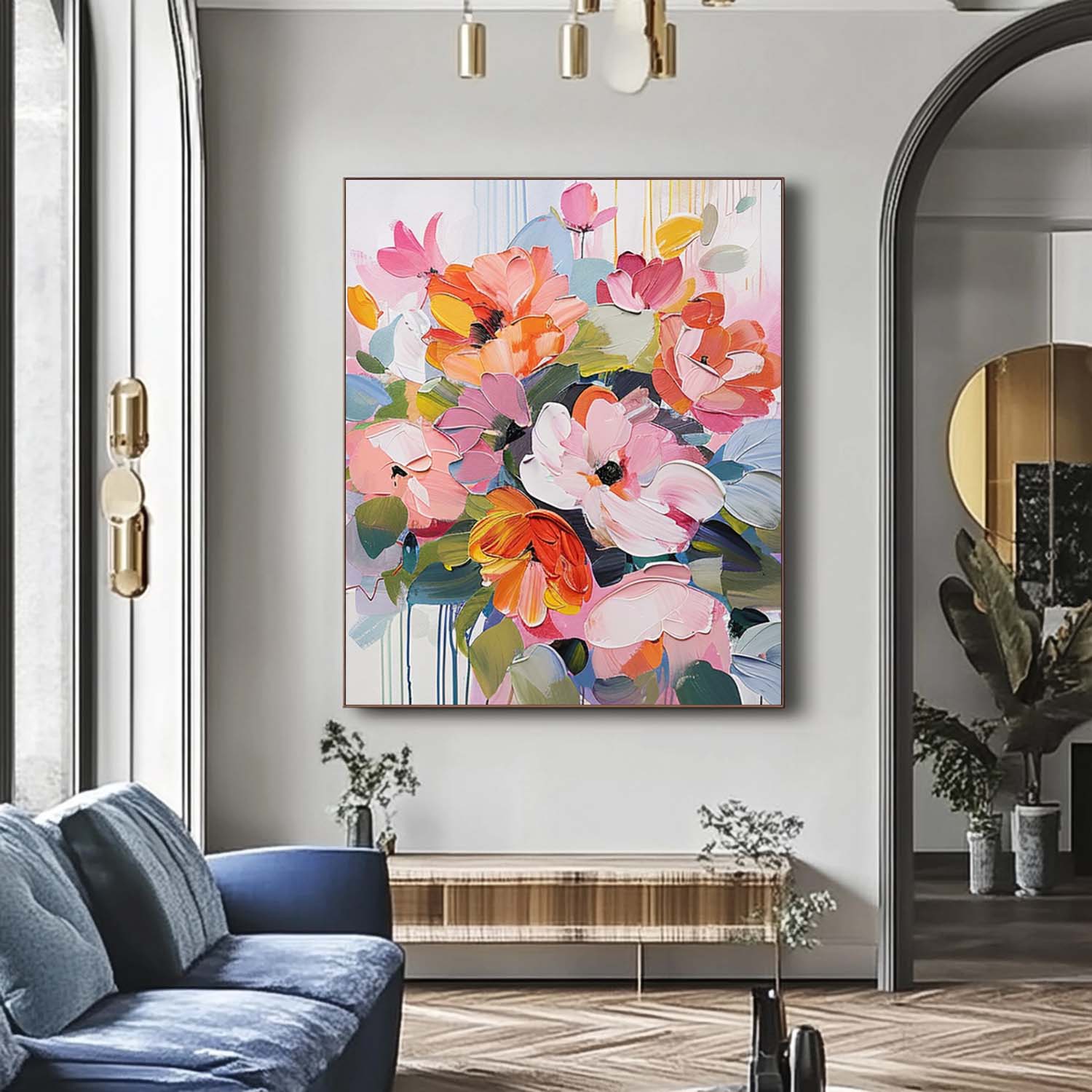 Original Abstract Floral Painting Colorful Flowers Acrylic Painting Canvas Large Textured Art For Living Room