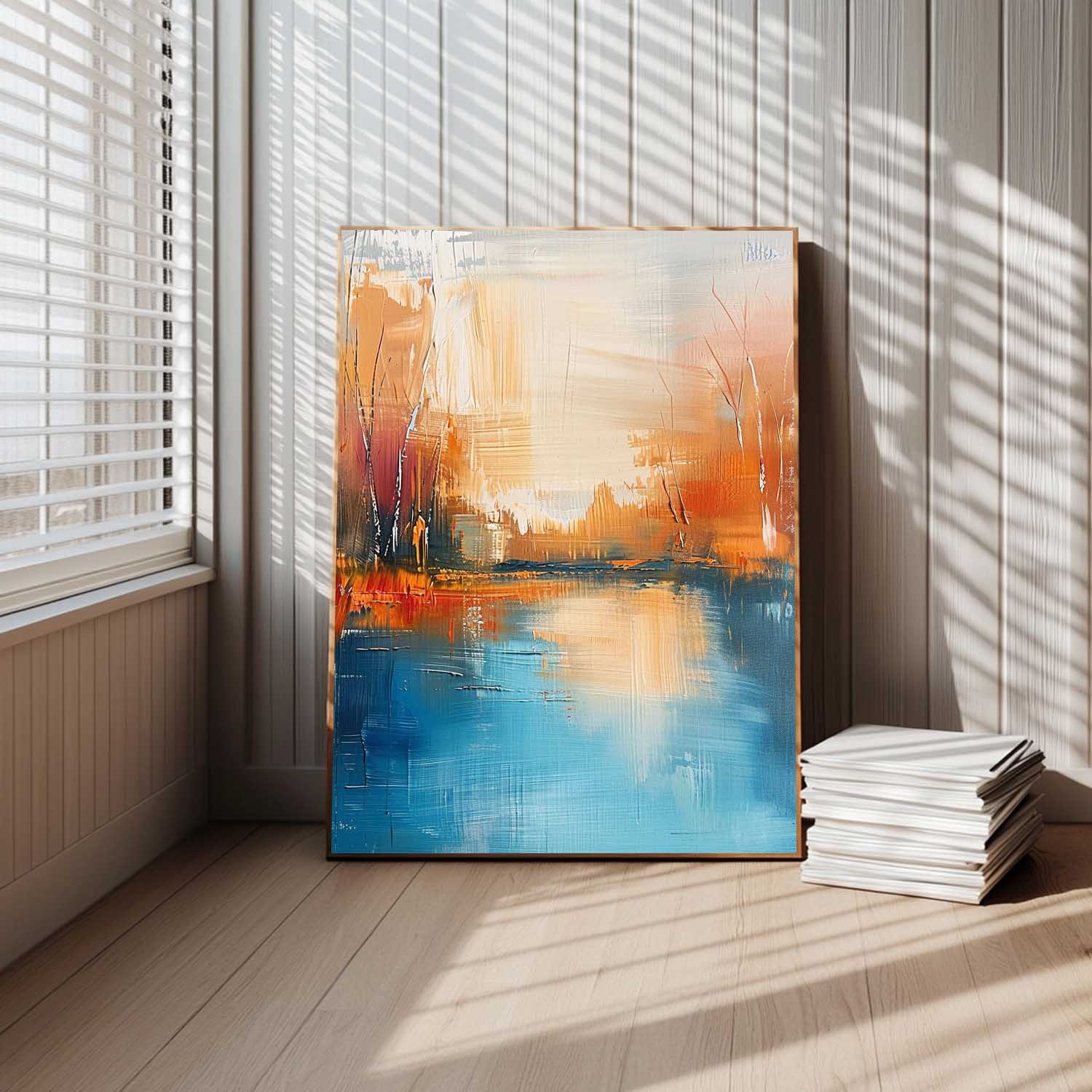 Original Vertical Scenery Painting Modern Landscape Wall Art Large Abstract Painting On Canvas