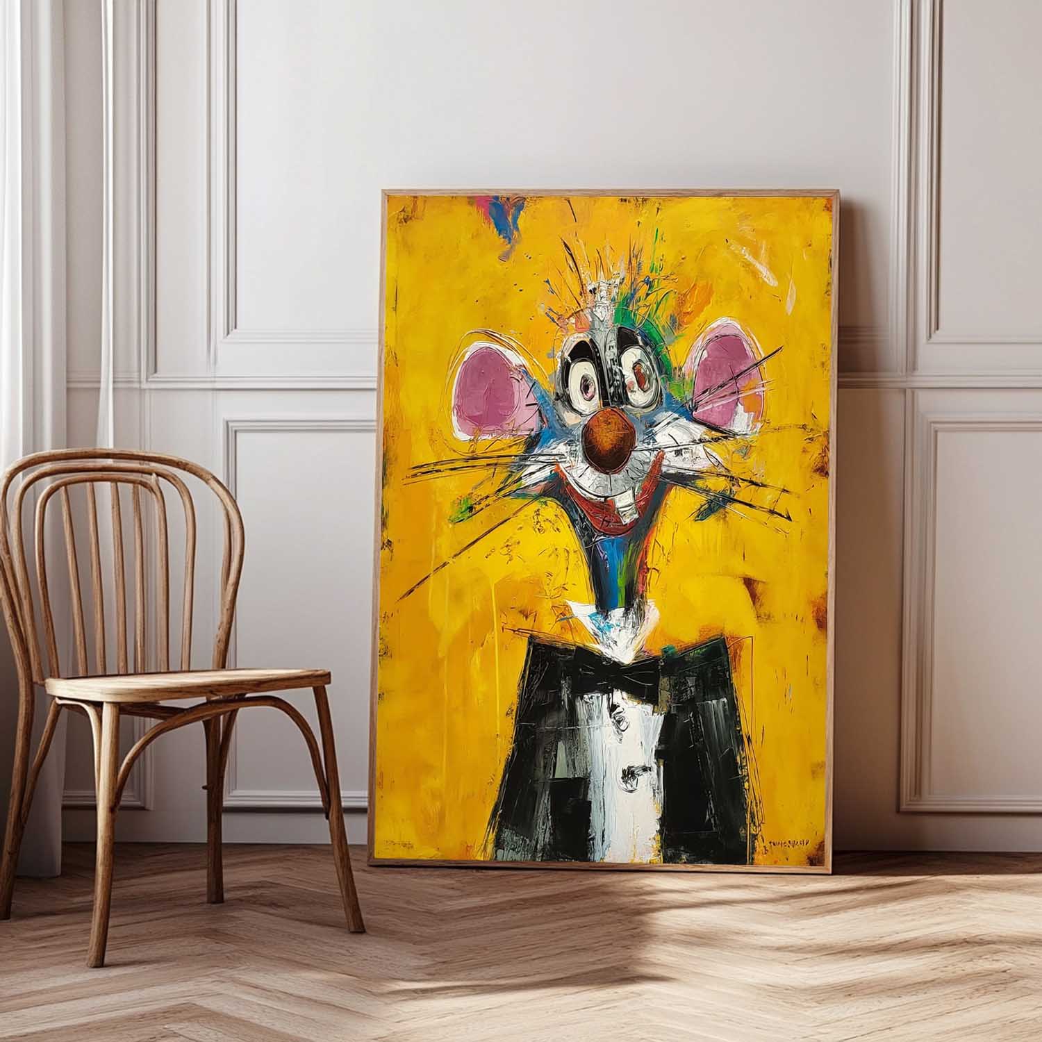 Impression Graffiti Animal Oil PaintingCute Mouse Abstract Wall Art Large Acrylic Painting Home Decor
