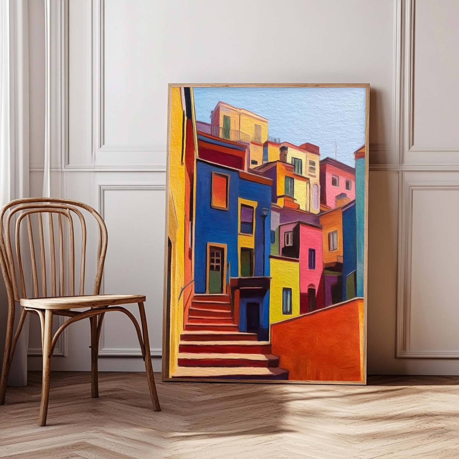 Large Realism Acrylic painting Original Architecture Wall Art Modern Colorful House Oil Painting Home Decor