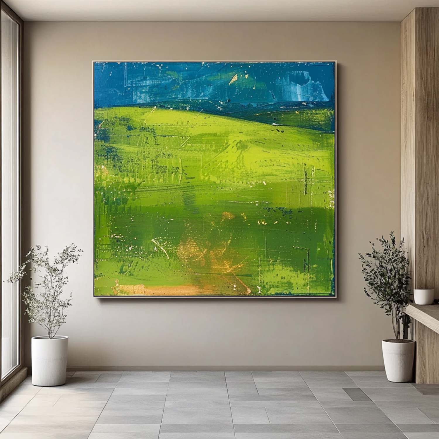 Large Abstract Field Oil Painting On Canvas Modern Nature Art Original Wall Art for Living Room