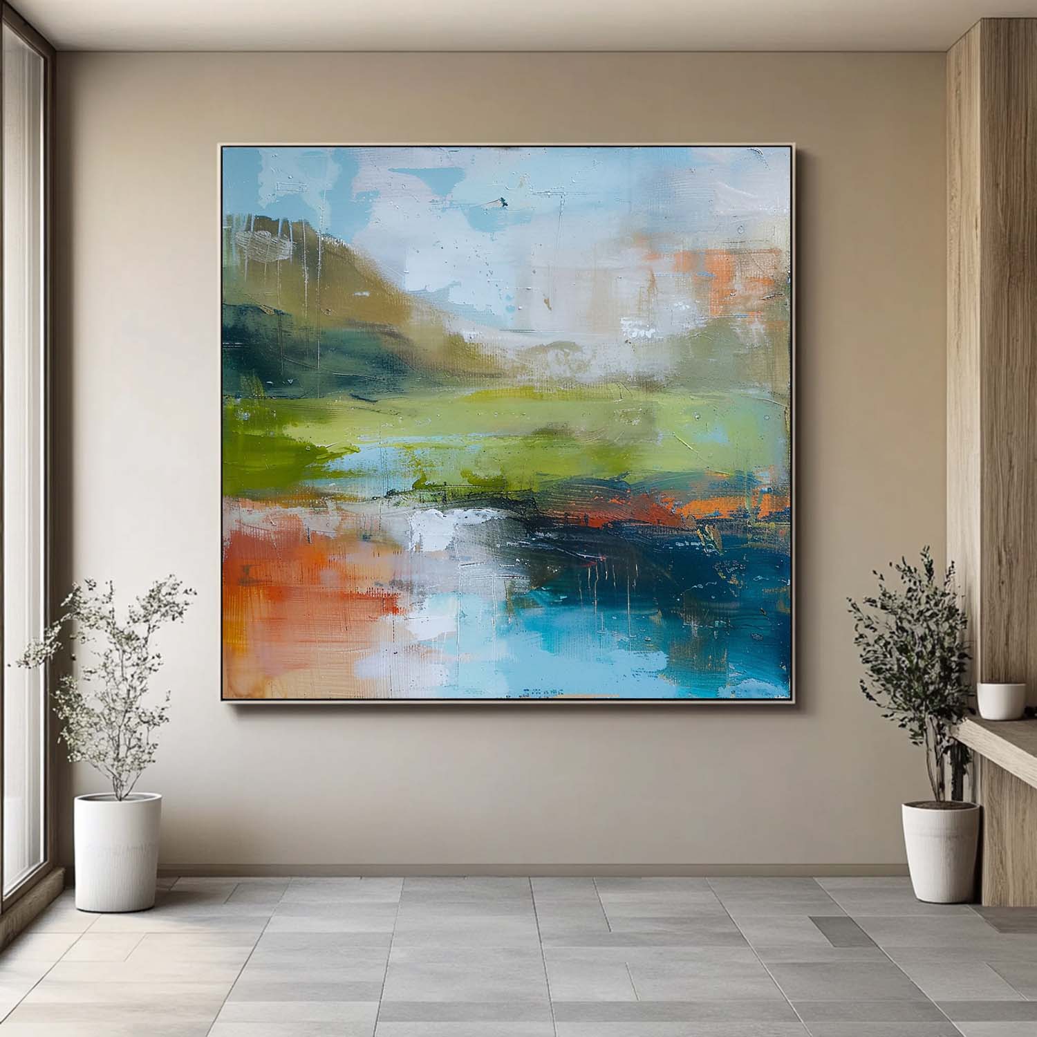 Modern Scenery Nature Art Large Retro Abstract Oil Painting Canvas Original Landscape Wall Art Home Decor