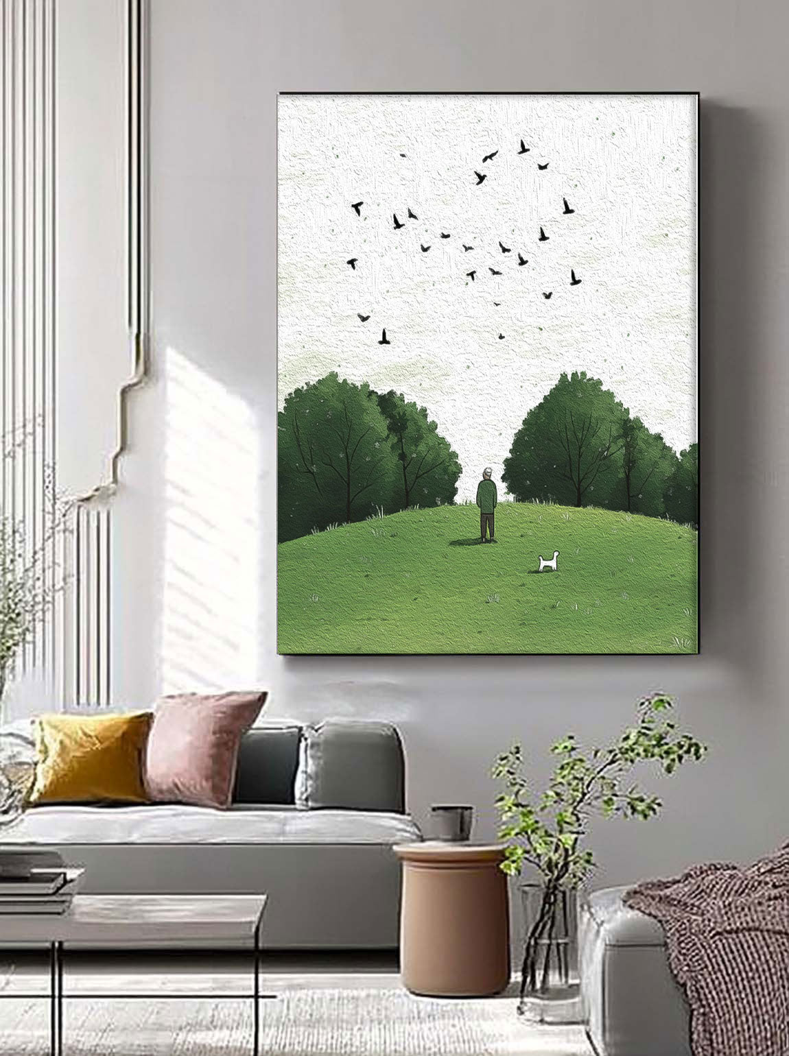 Green Landscape Artwork Large Lawn scenery Painting On Canvas Abstract Comfortable Scenery Oil Painting
