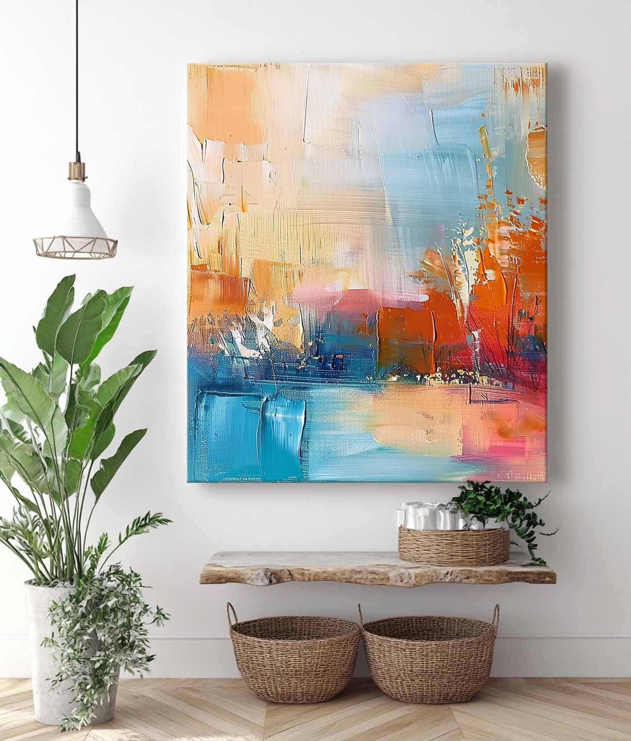 Colorful Modern Landscape Wall Art Large Abstract Painting On Canvas Original Vertical Scenery Painting