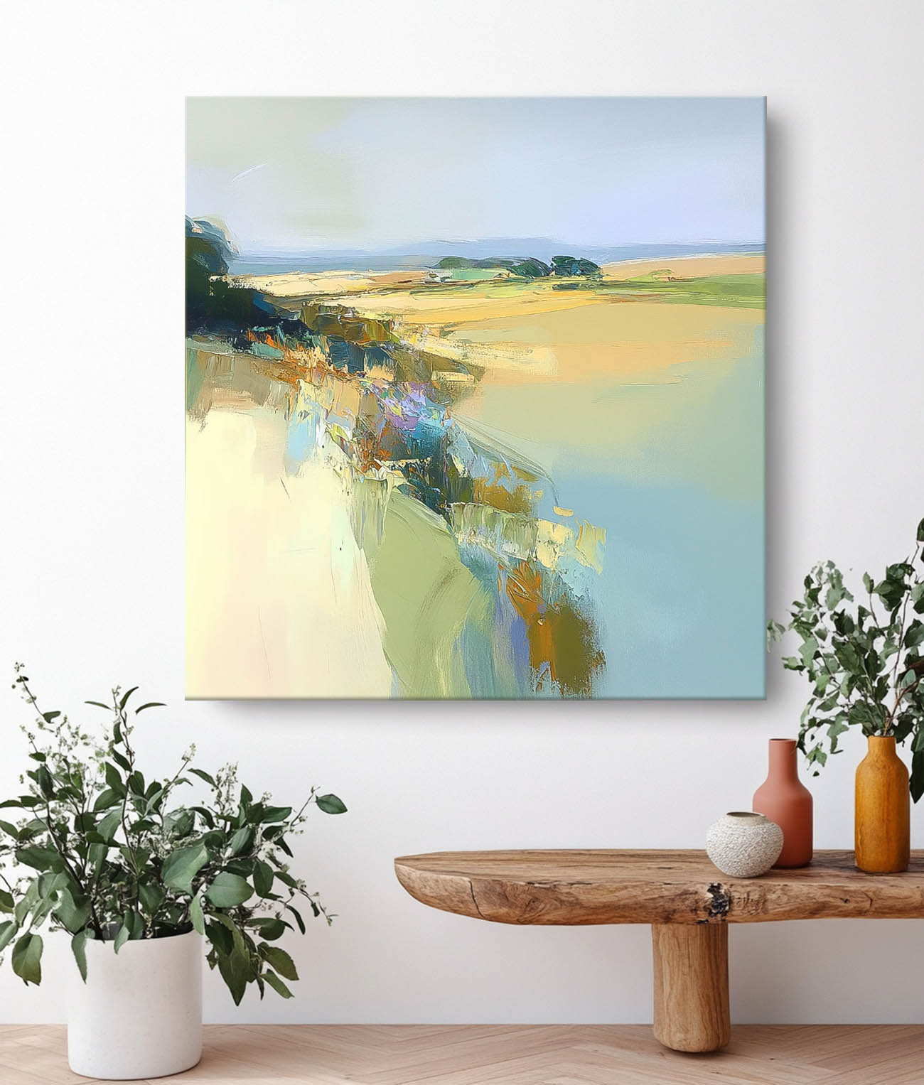 Abstract Landscape Scraper painting Large Abstract Texture Canvas Wall Art Modern Green Minimalist Painting