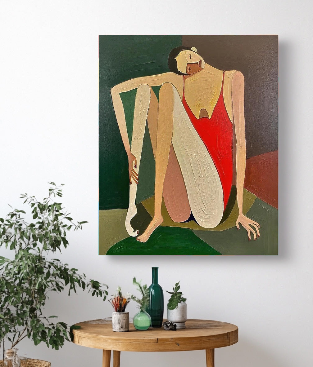 Textured Dancing Girl Painting Canvas Original Large Abstract Elegant Women Figure Wall Art For Living Room