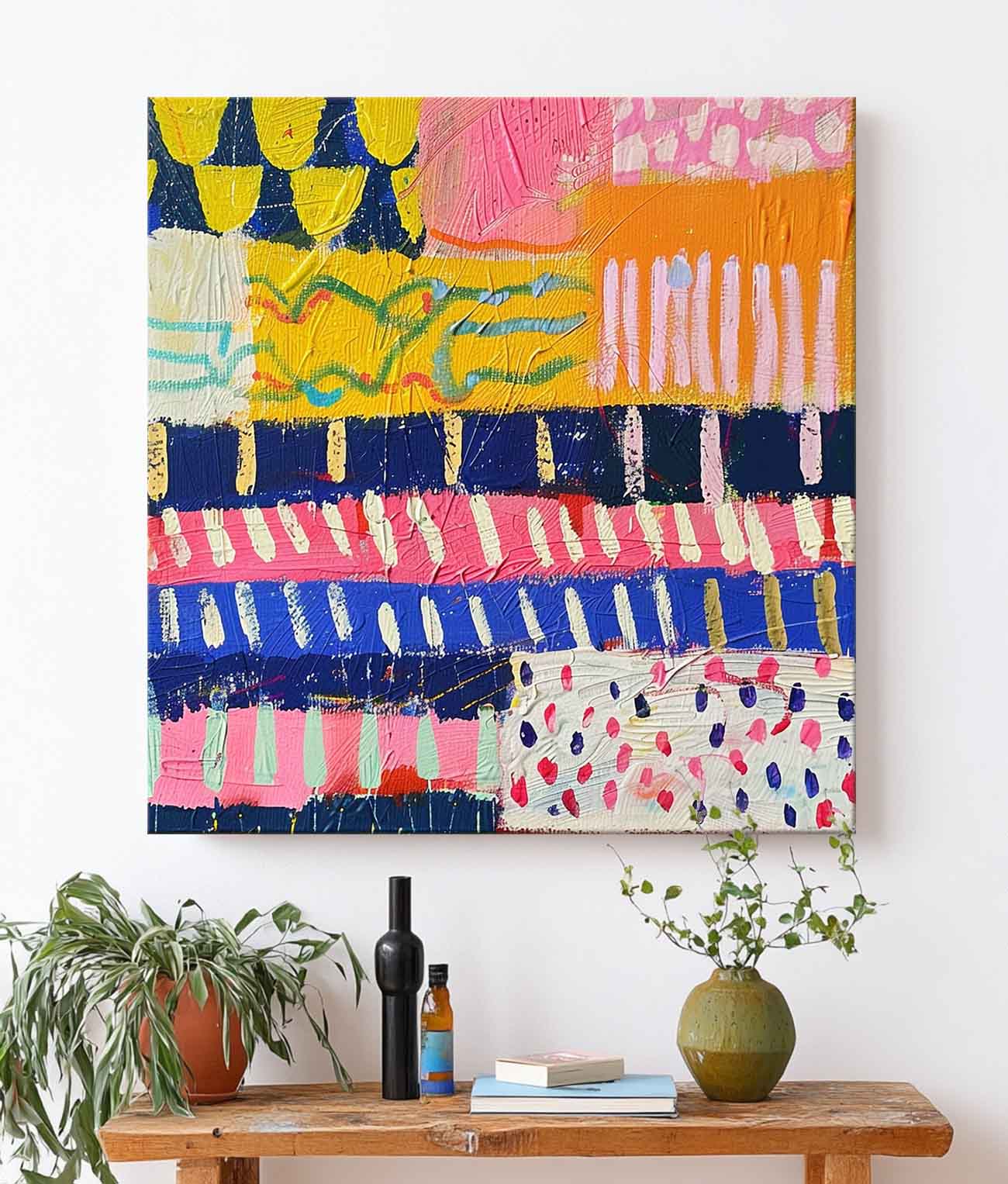 Colorful Original Hand-painted Canvas Wall Art Large Graffiti Abstract Oil Painting Modern Textured Artwork