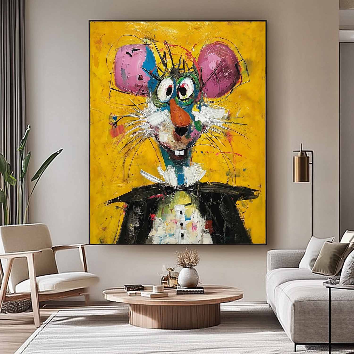 Cute Mouse Abstract Wall Art Large Acrylic Painting Impression Graffiti Animal Oil Painting Home Decor