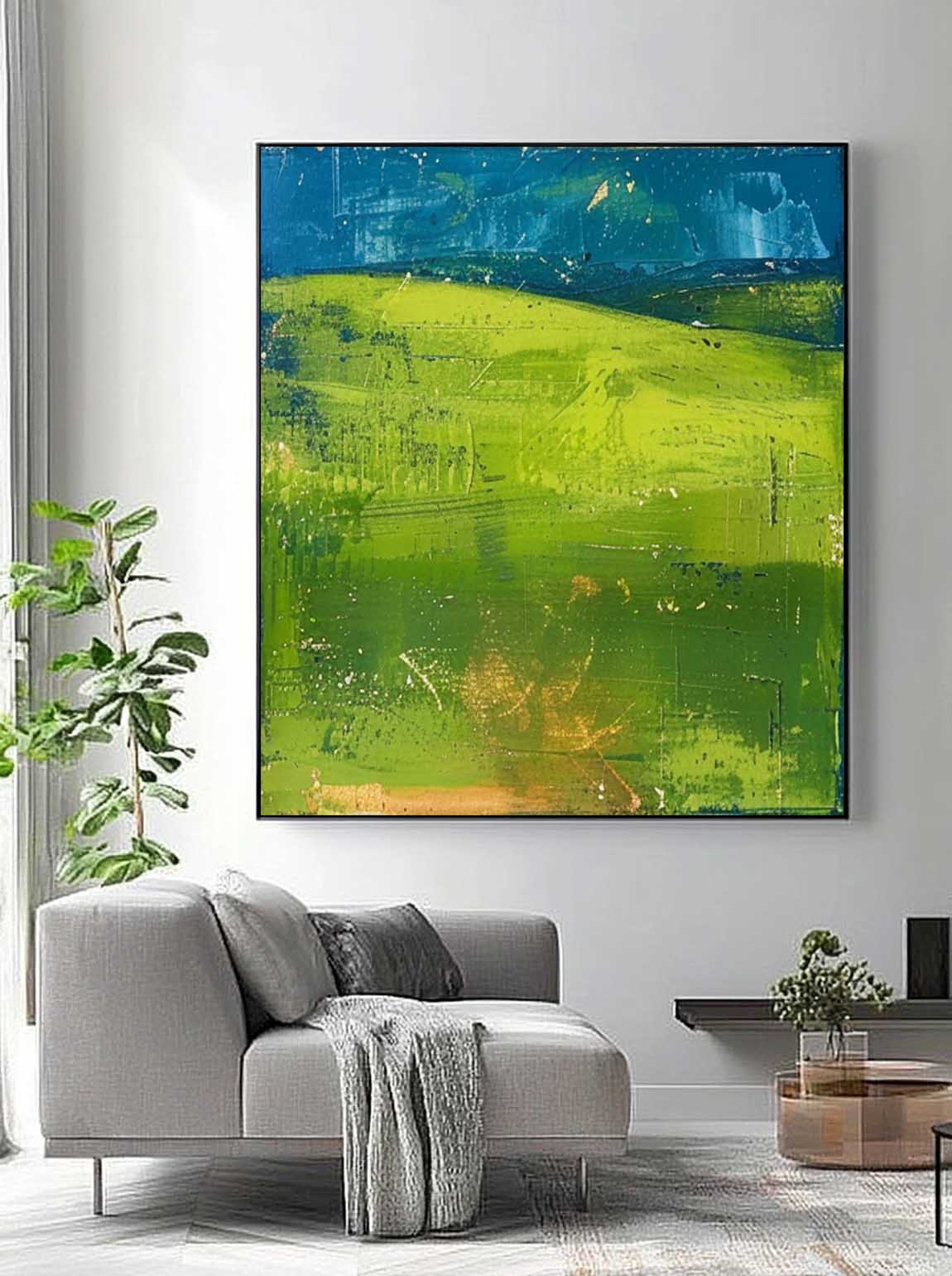 Large Abstract Field Oil Painting On Canvas Modern Nature Art Original Wall Art for Living Room