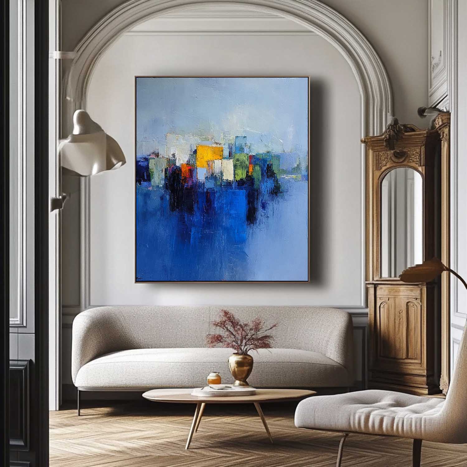 Big Building Wall Art Original Modern Cityscape Oil Painting On Canvas Abstract Urban Art Home Decor