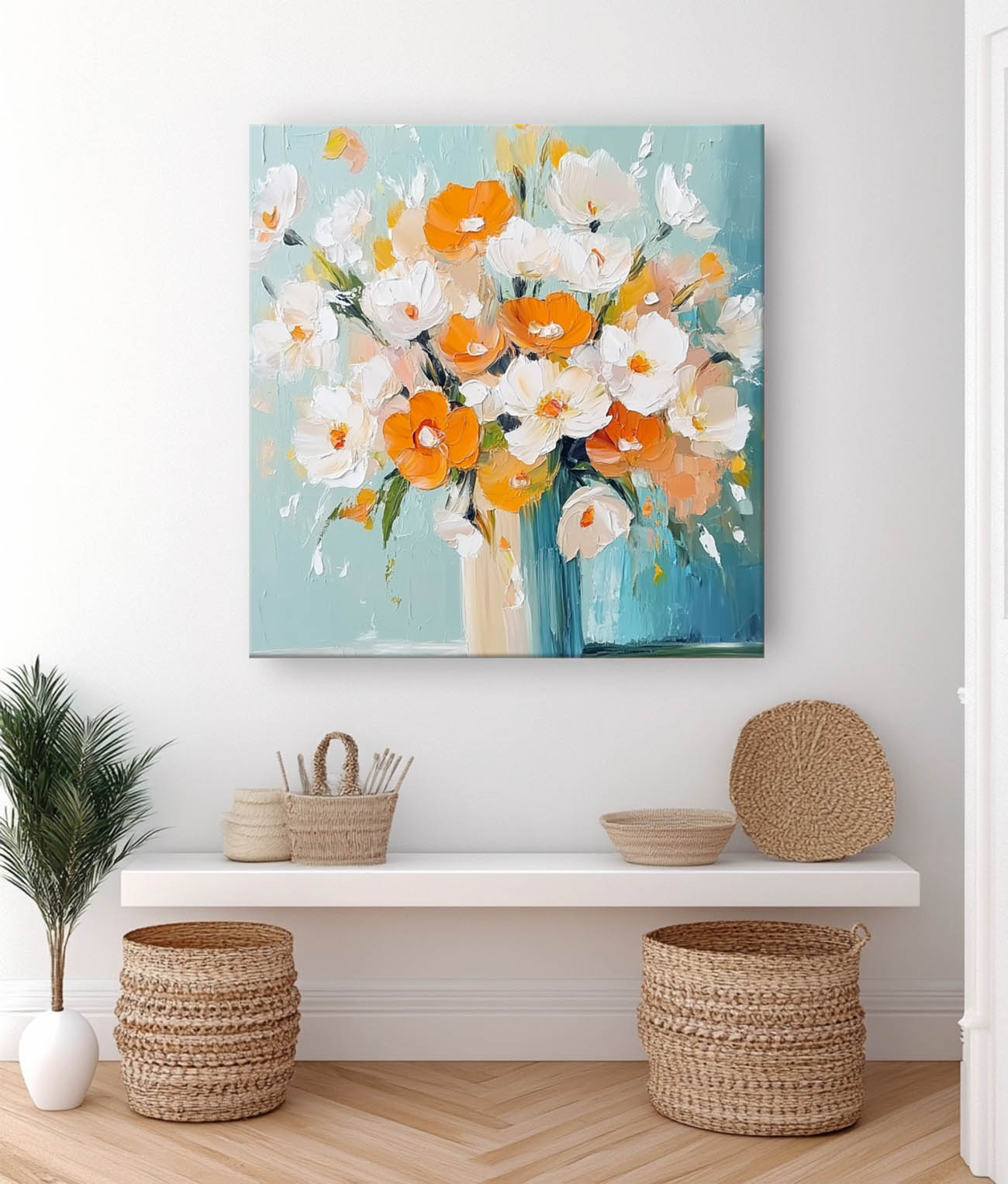 Large Textured Flower Painting Original Beautiful Vase Art Modern Floral Wall Art Home Decor