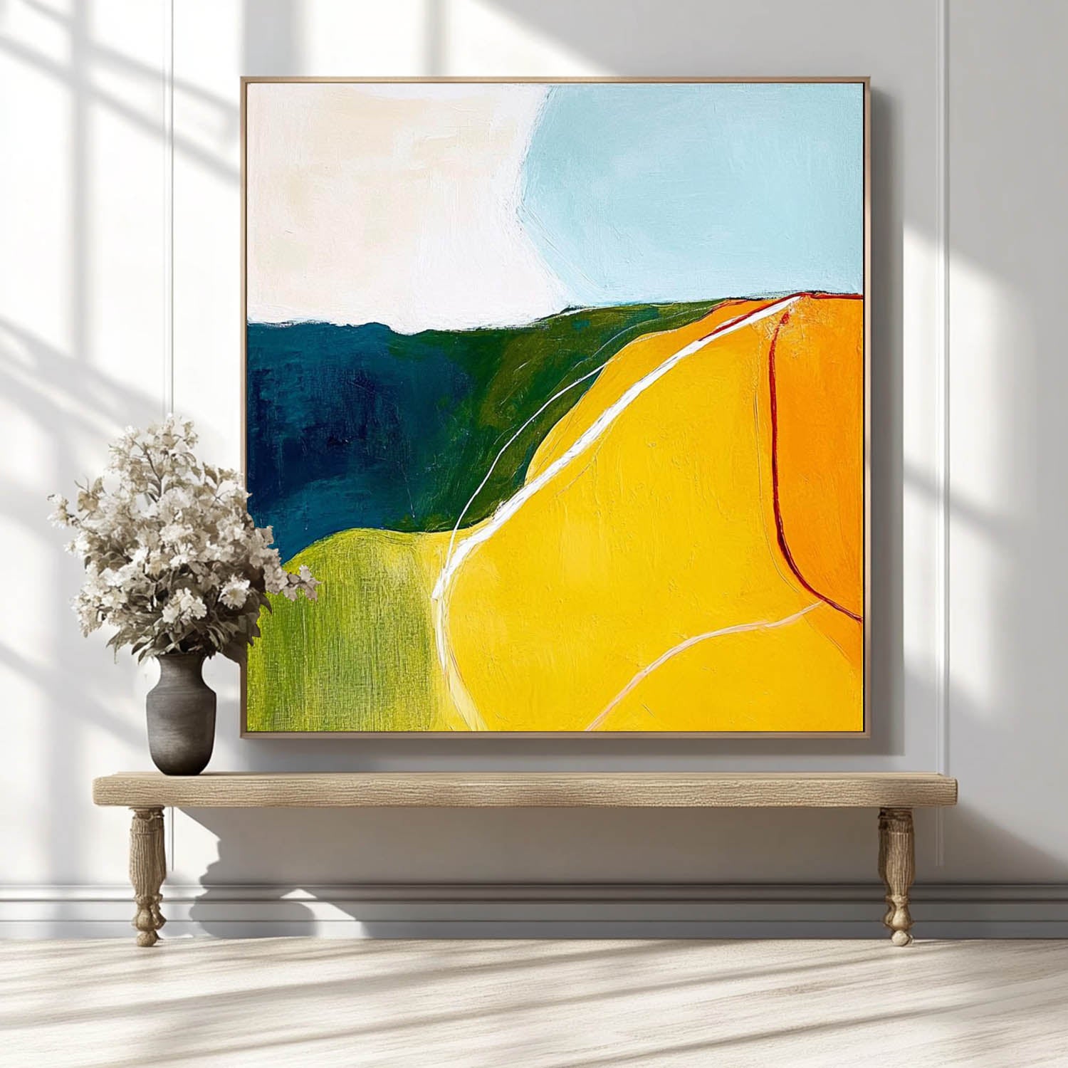 Original Minimalist Artwork Bright Yellow Large Wall Art Abstract Oil Painting For Living Room