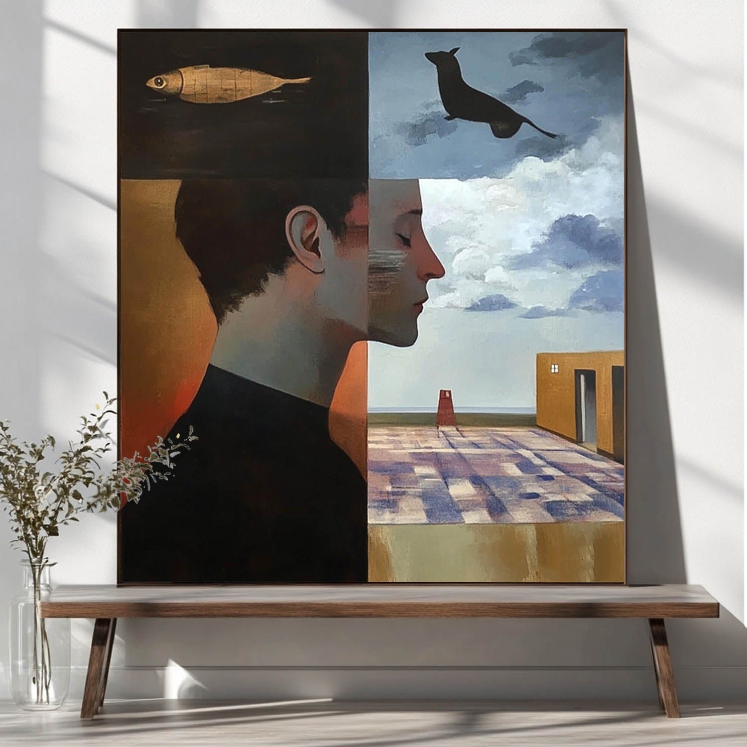 Origina Figure Acrylic Painting Canvas Colorful Animal Abstract Wall Art Square Large Portrait Artwork