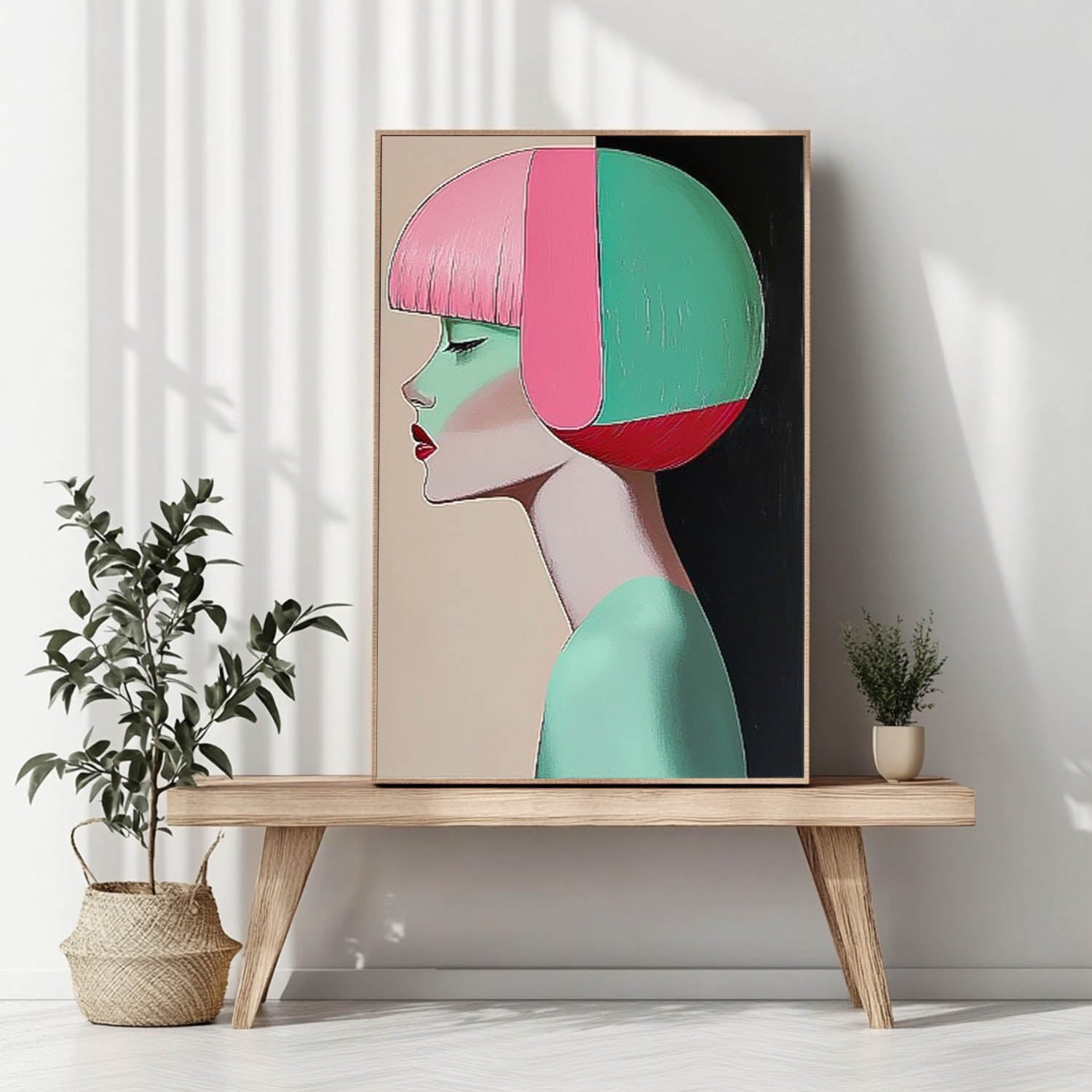Fashion Lady Abstract Painting Short Hair Woman Wall Art painting Large Portrait Artwork Home Decor