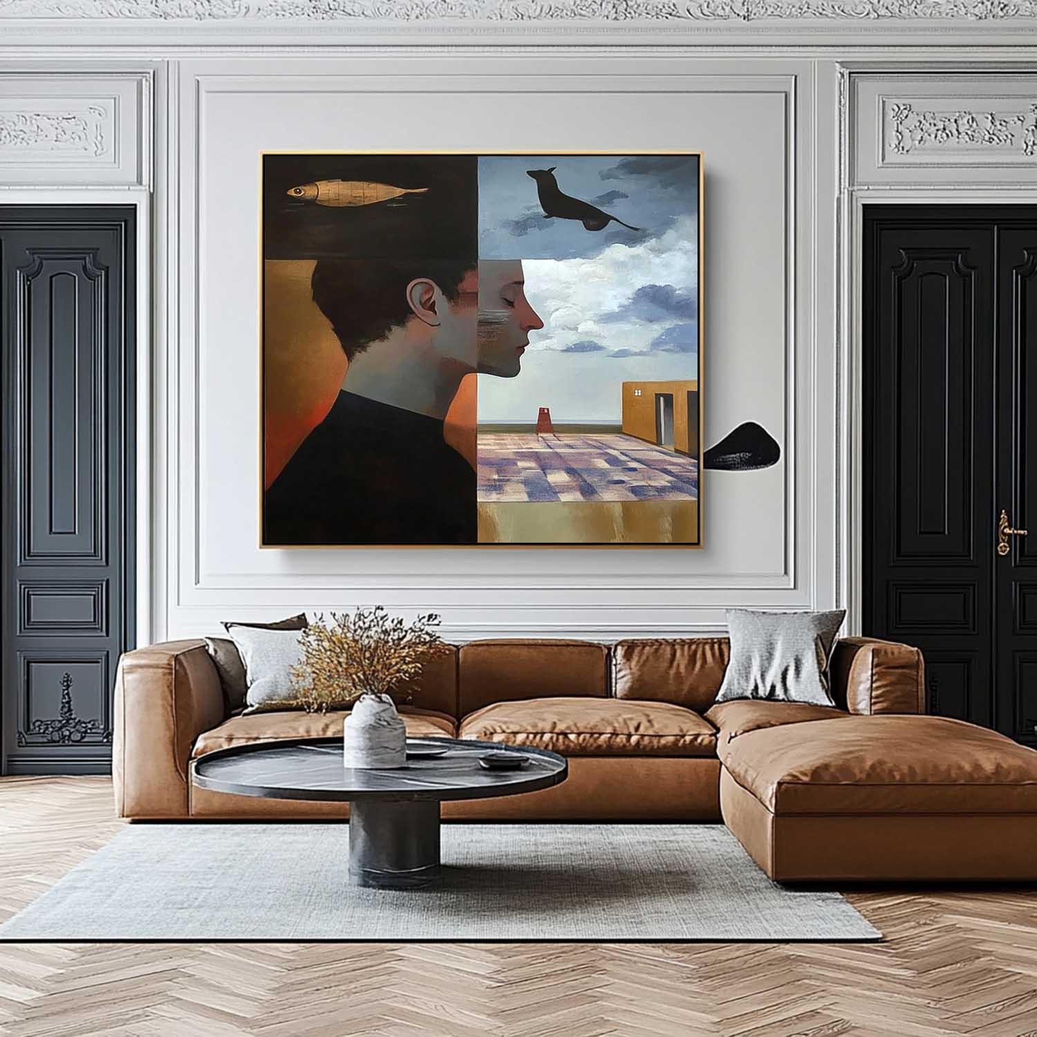 Origina Figure Acrylic Painting Canvas Colorful Animal Abstract Wall Art Square Large Portrait Artwork