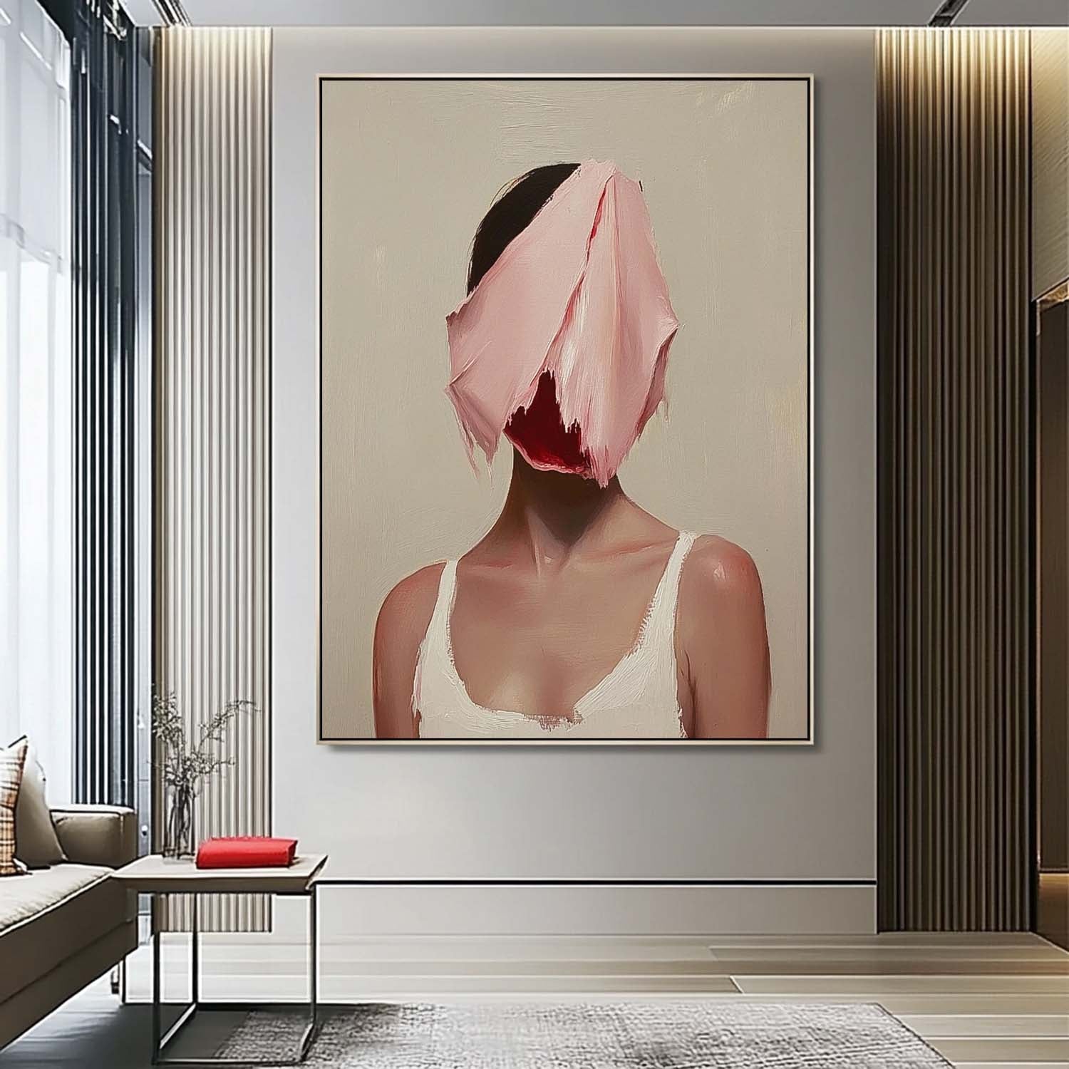 Lady Contemporary Artwork Abstract Woman Oil Painting On Canvas Original Faceless Texture Girl Wall Art