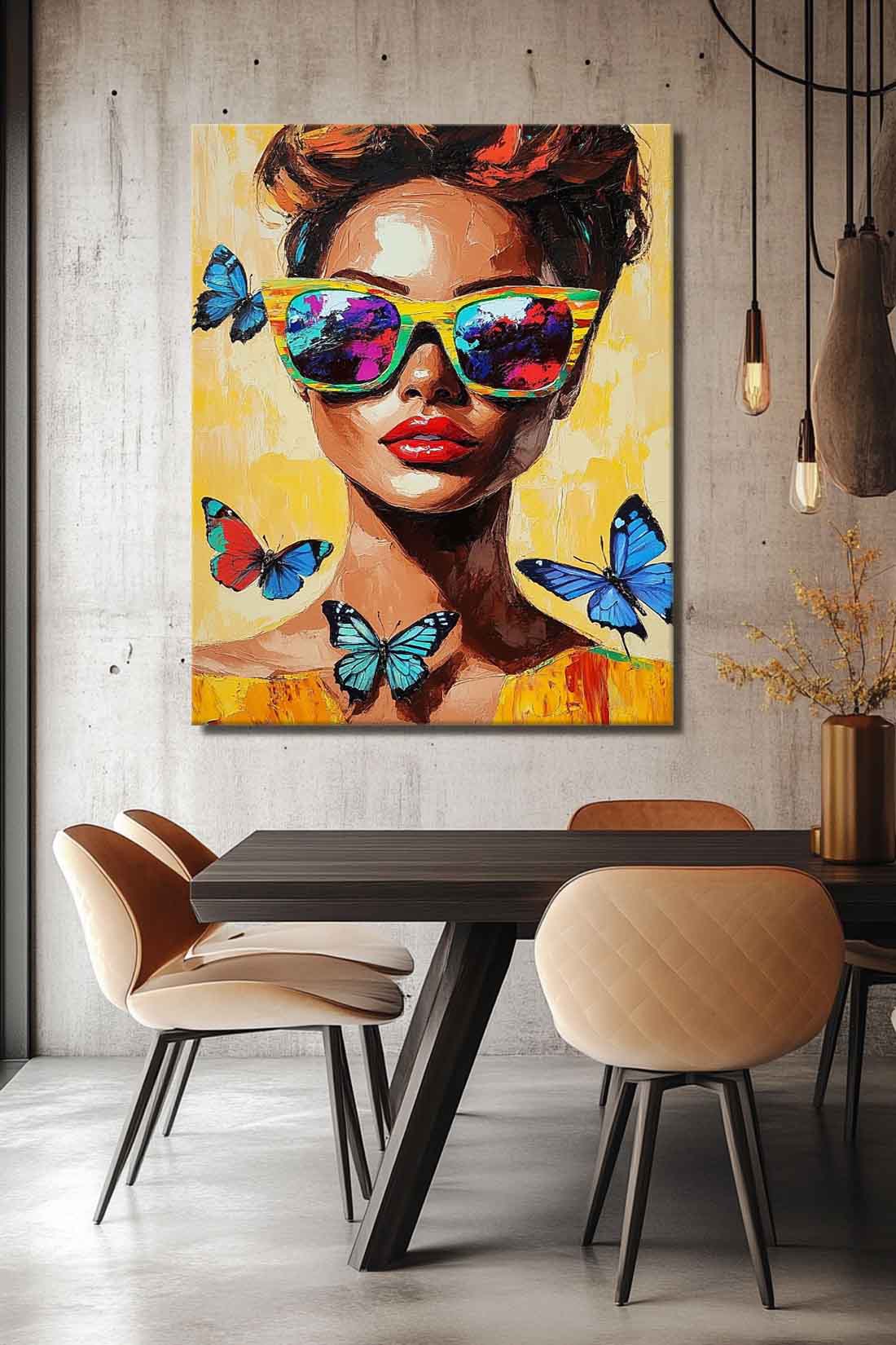 Abstract Butterfly Oil Painting On Canvas Vibrant Yellow Original Texture Girl Wall Art Lady Modern Artwork