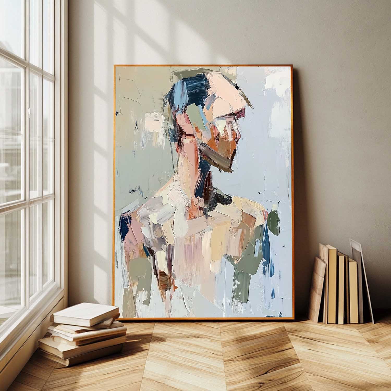 Abstract Figure oil Painting On Canvas Original Vague Texture Girl Wall Art Faceless Modern Artwork