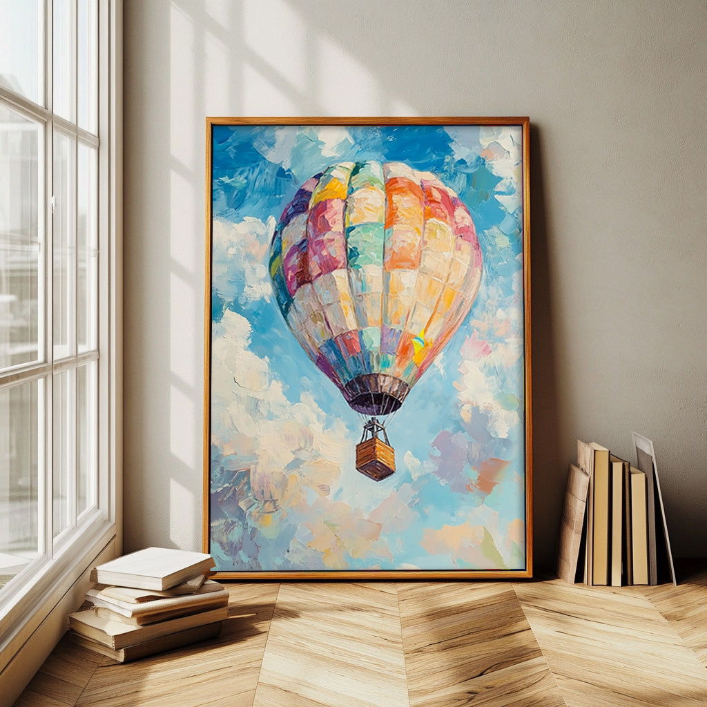 Large Hot Air Balloon Painting On Canvas Abstract Scenery Oil Painting Colorful Landscape Texture Artwork