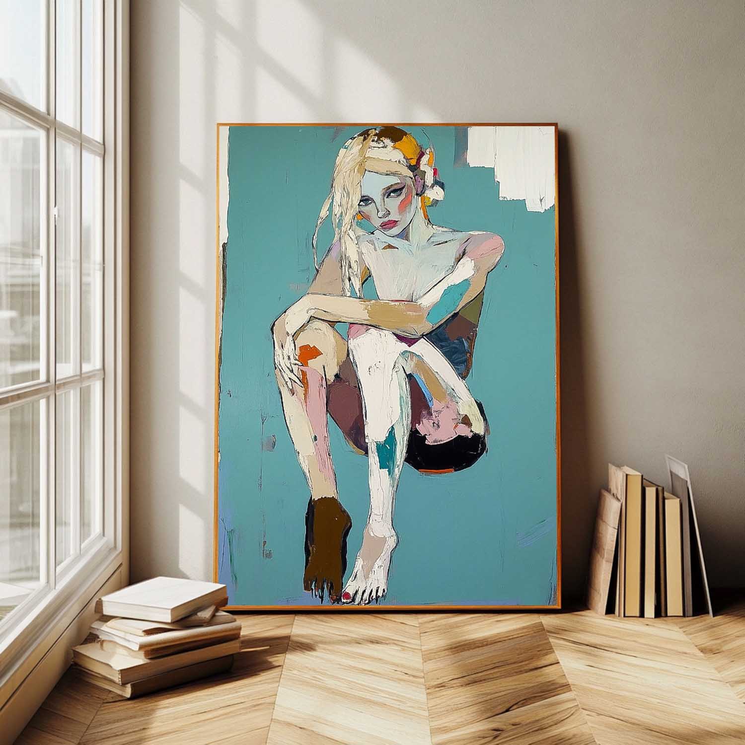 Woman Artwork Large Girl Portrait Painting Abstract Lady Painting Original Wall Art Framed For Living Room