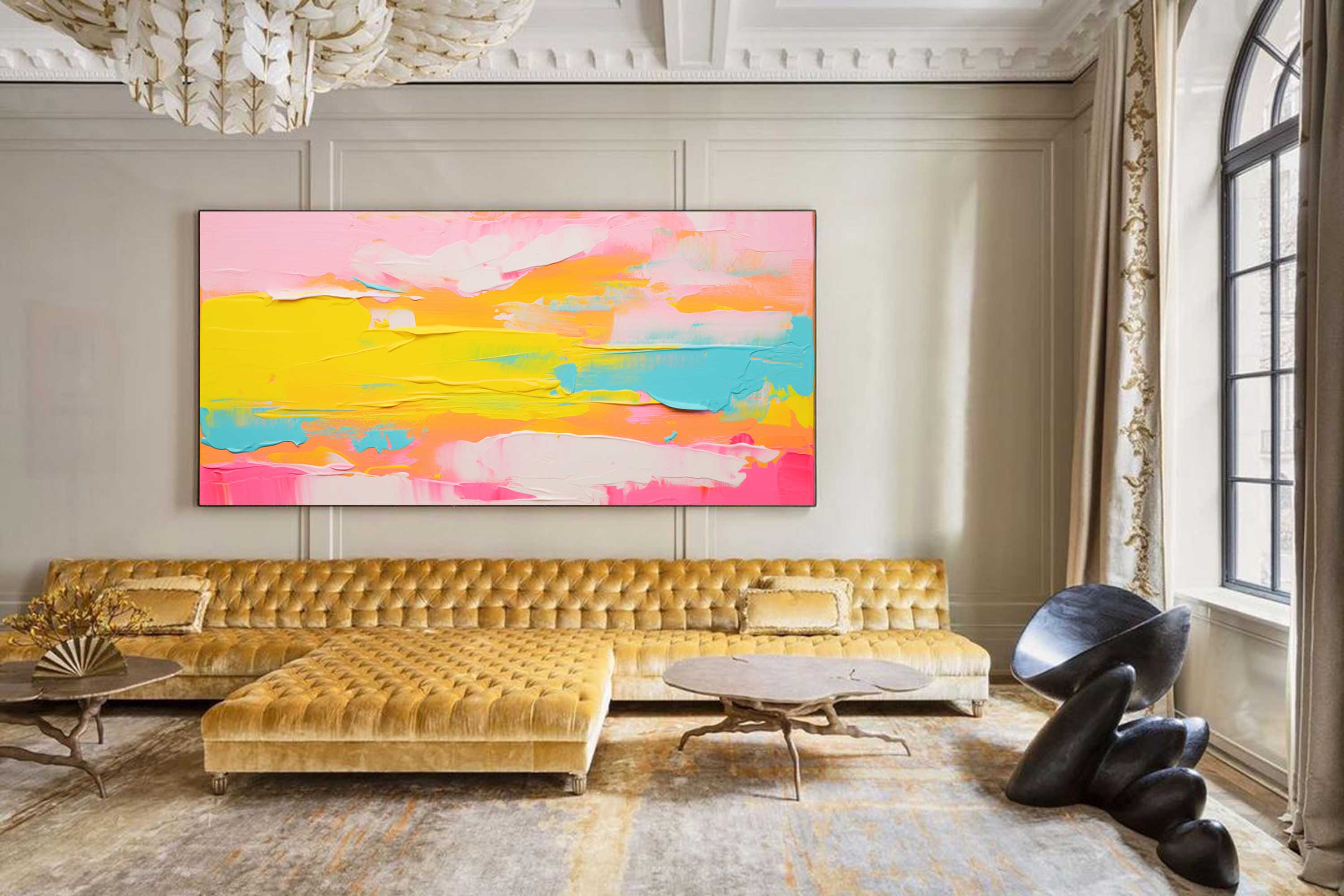 Large Bright Colorful Acrylic Painting Original Oil Painting On Canvas Modern Abstract Living Room Wall Art