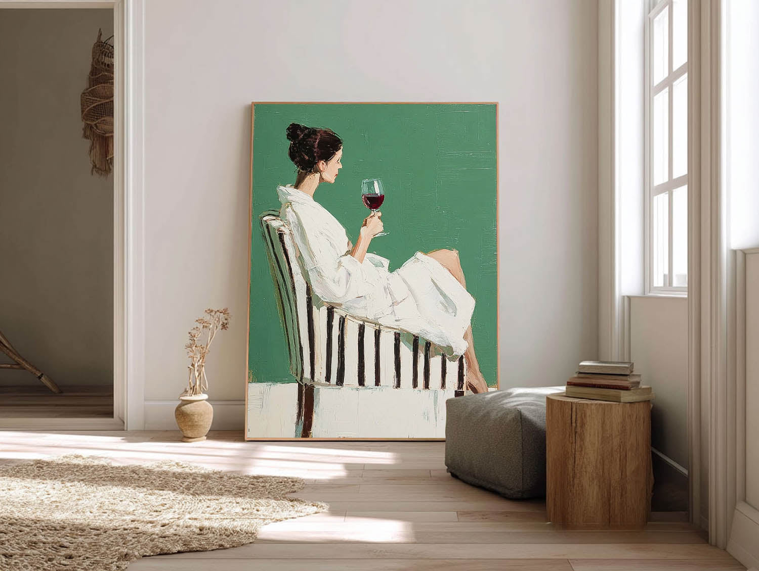 Original Beautiful Woman Wall Art Abstract Lady Wearing A Bathrobe Oil Painting Canvas Figure Artwork
