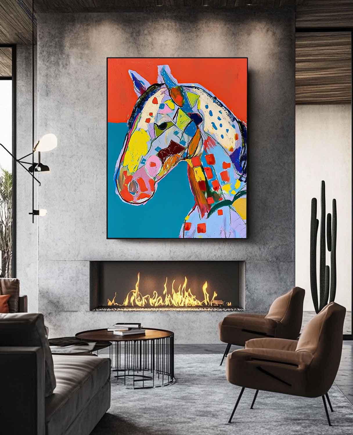 Modern Horse Abstract Wall Art Large Acrylic Painting Minimalism Graffiti Animal Oil Painting Home Decor