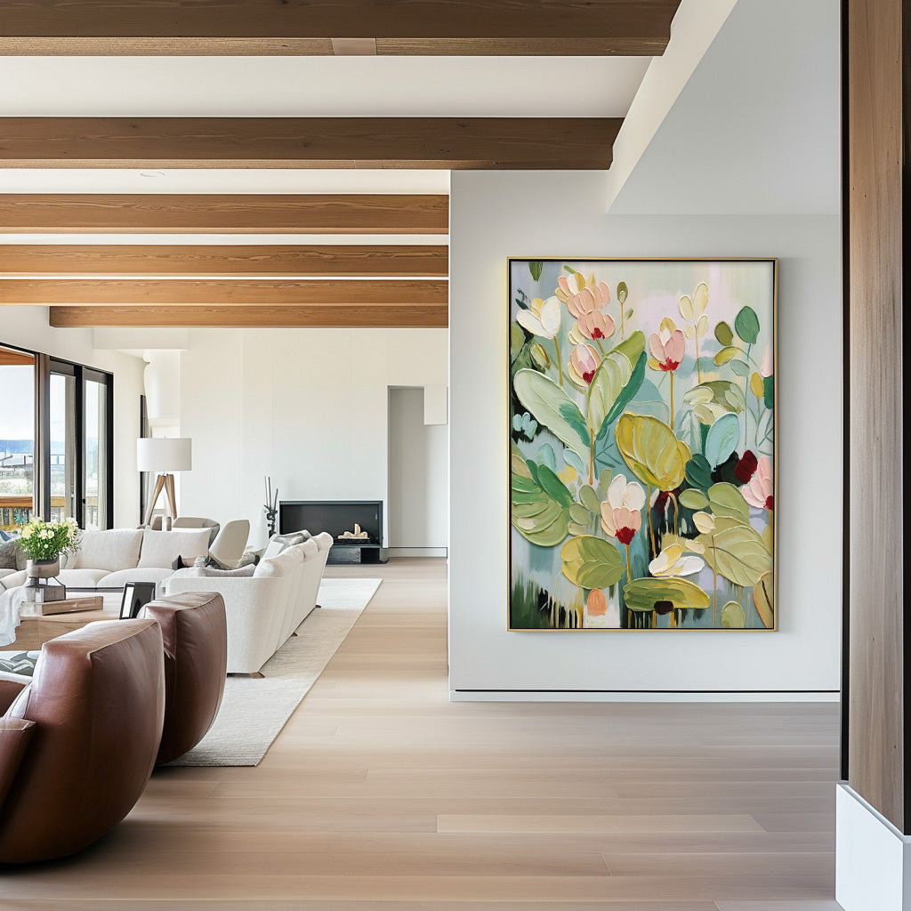 Extra Large Textured Abstract Flower Oil Paintings Floral Acrylic Paintings Floral Wall Art Spring Artwork Framed