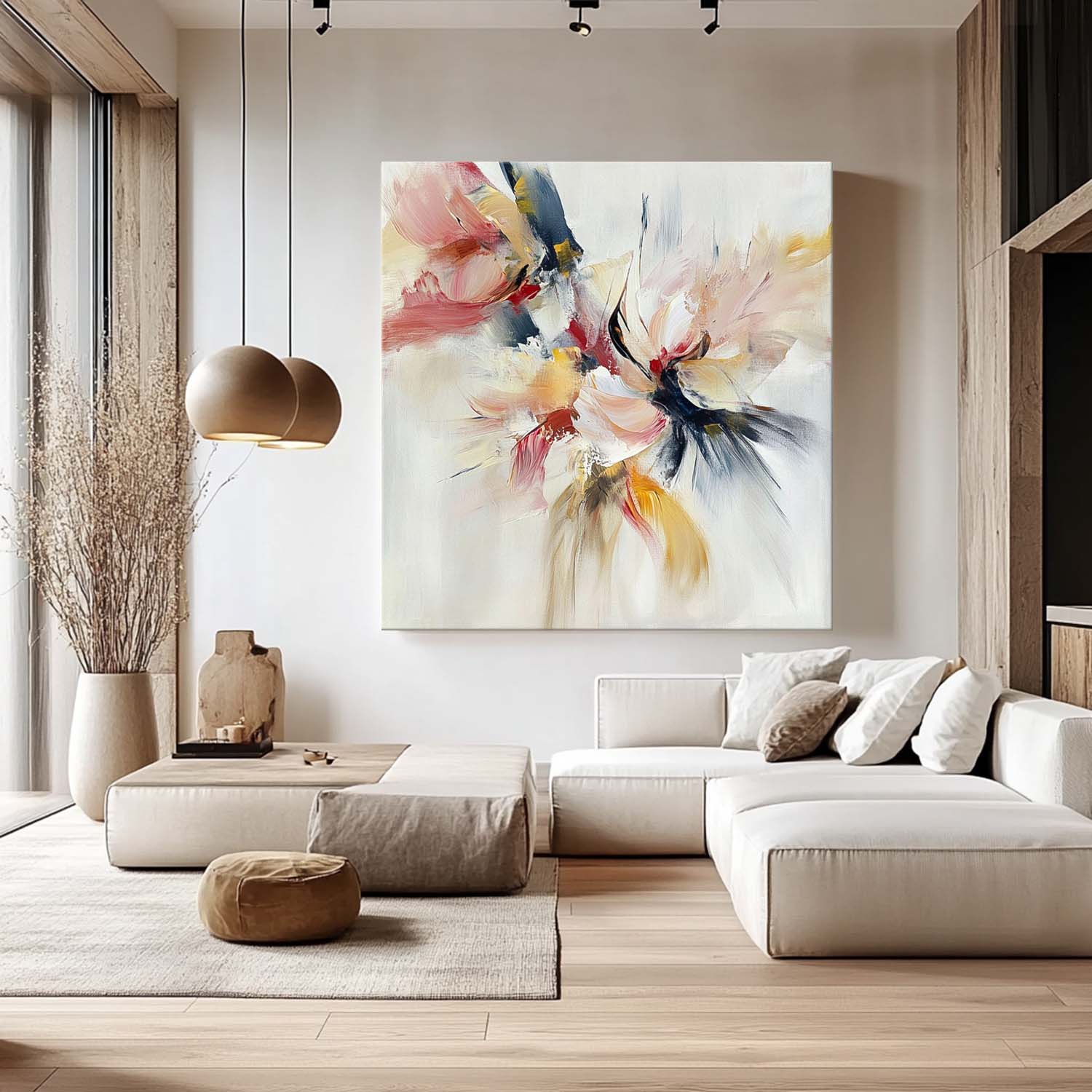 Modern Minimalist Wall Art Abstract Fireworks Oil Painting on Canvas Original Acrylic Painting Wall Art