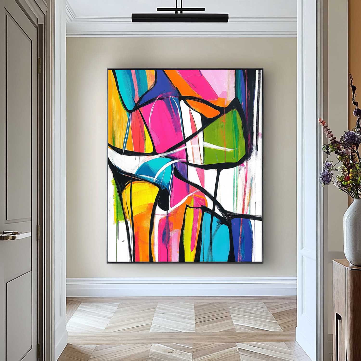 Abstract Oil Painting On Canvas Modern Graffiti Wall Art Colorful Original Acrylic Painting Wall Art