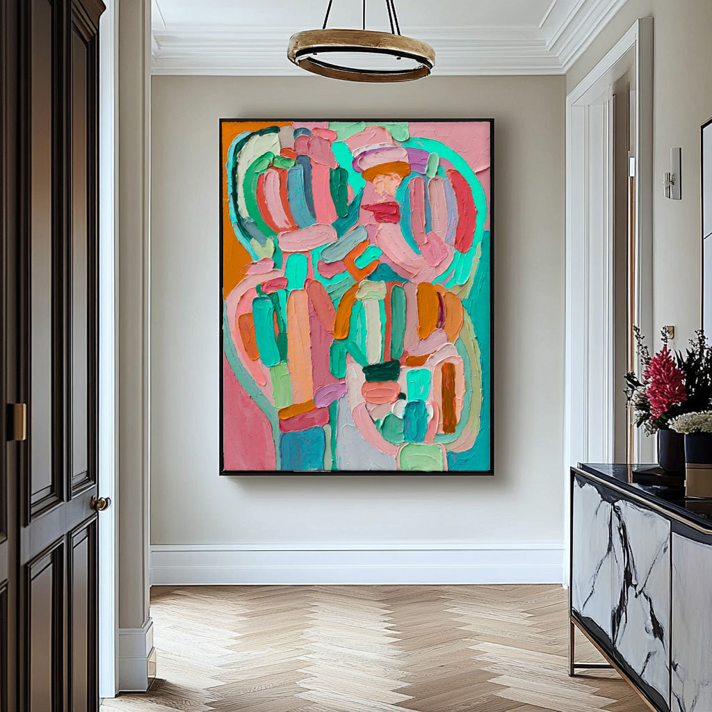 Texture Couple Abstract Oil Painting Large Lovers Acrylic Painting On Canvas Original Artwork For Living Room