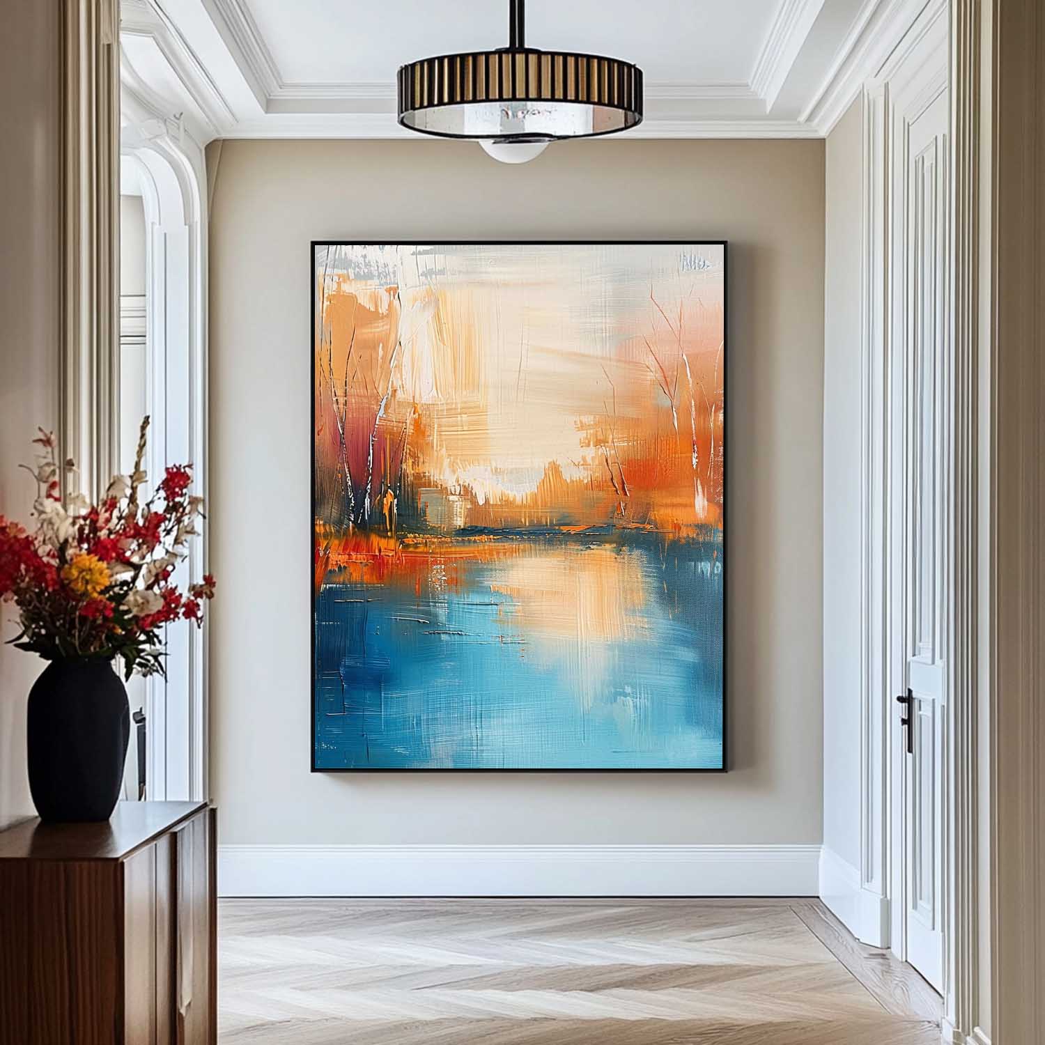 Original Vertical Scenery Painting Modern Landscape Wall Art Large Abstract Painting On Canvas