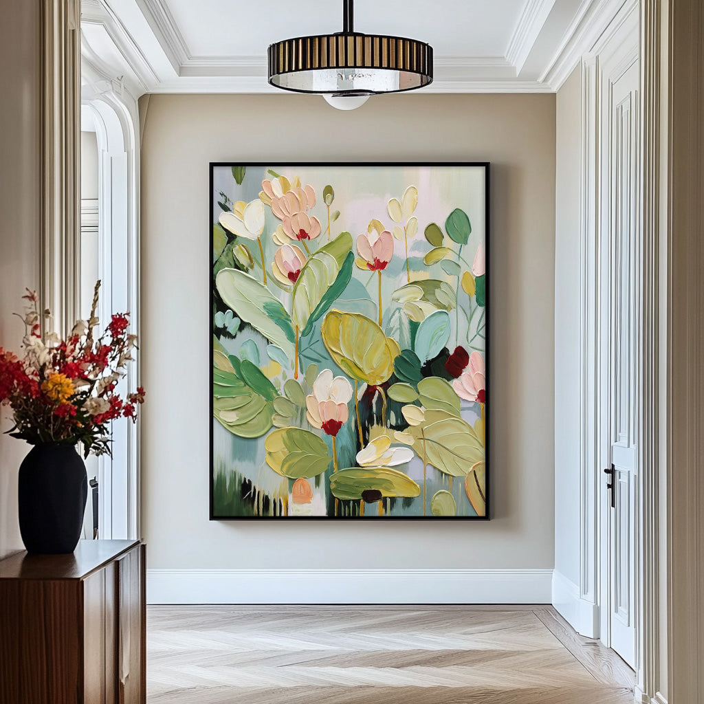 Extra Large Textured Abstract Flower Oil Paintings Floral Acrylic Paintings Floral Wall Art Spring Artwork Framed