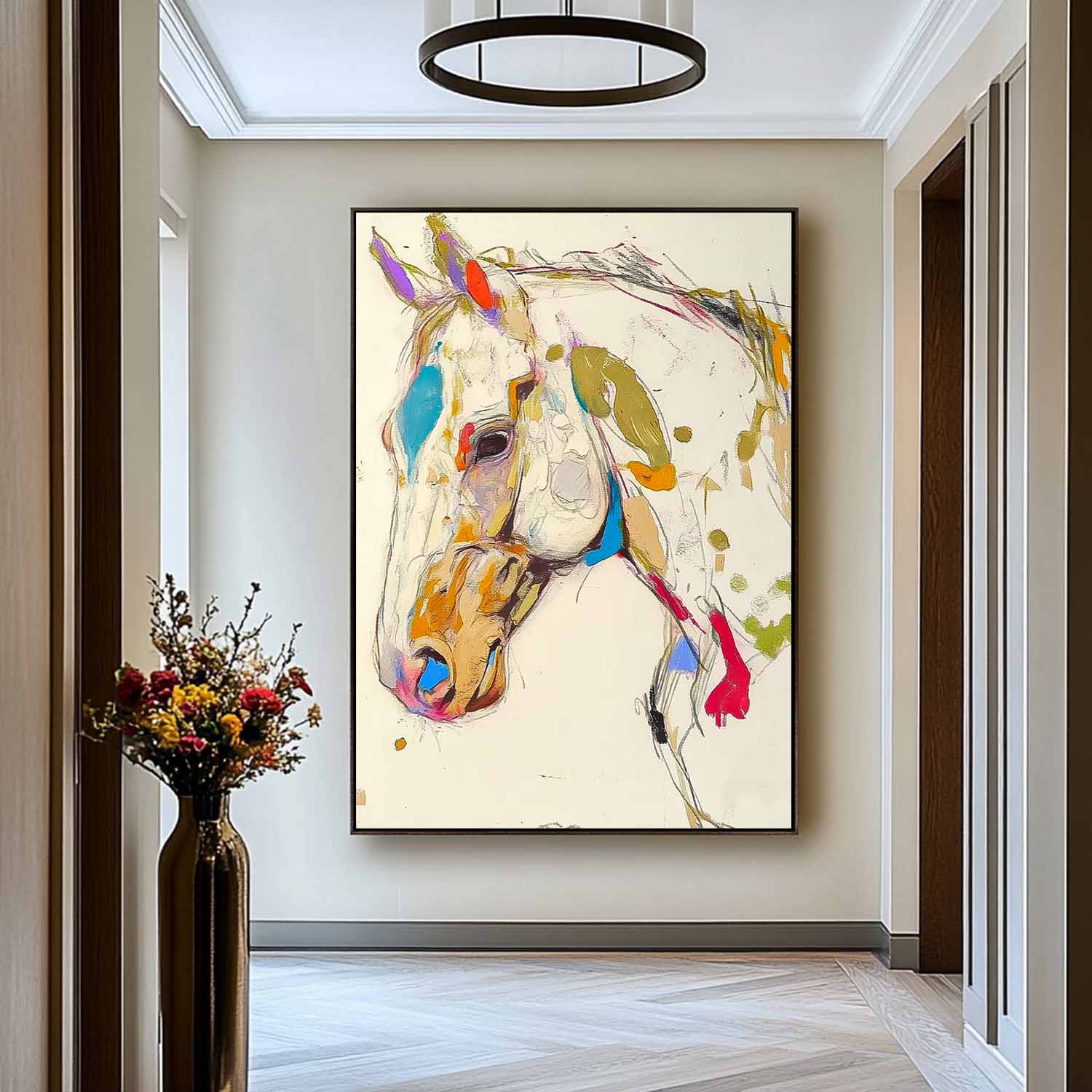 Modern Colorful Horse Abstract Wall Art Minimalism Animal Oil Painting Large Acrylic Painting Home Decor