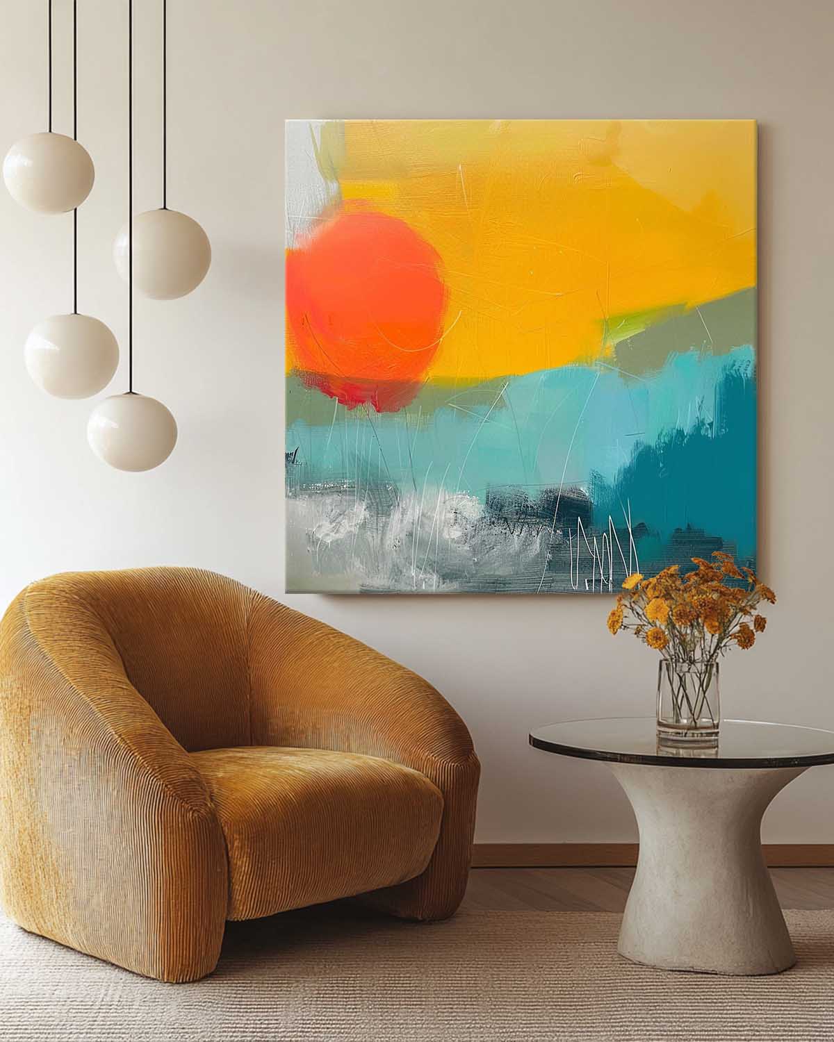 Modern Bright Color Abstract Acrylic painting Graffiti Oil Painting Canvas Original Sunset Artwork