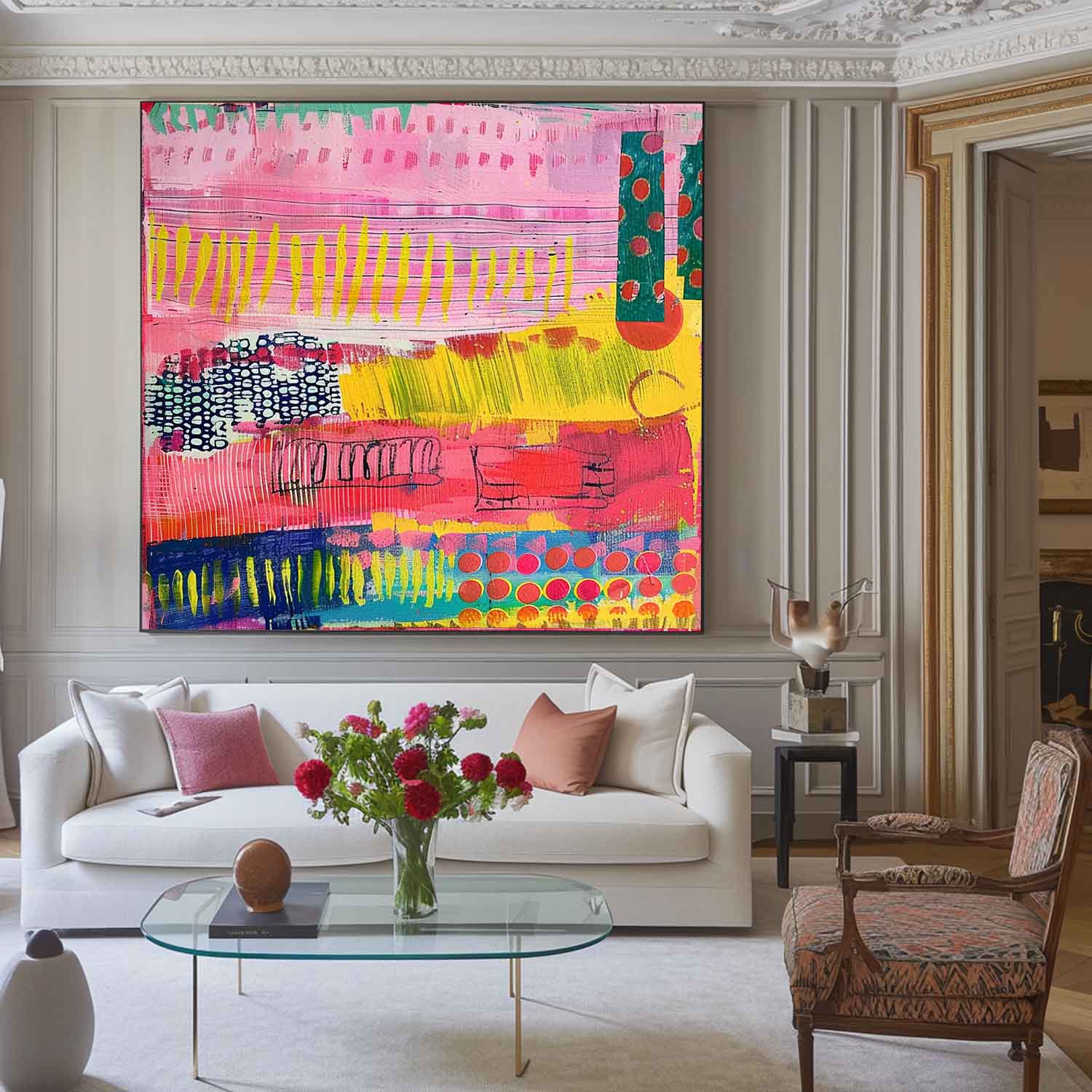 Large Graffiti Abstract Oil Painting Modern Textured Artwork Colorful Original Hand-painted Canvas Wall Art