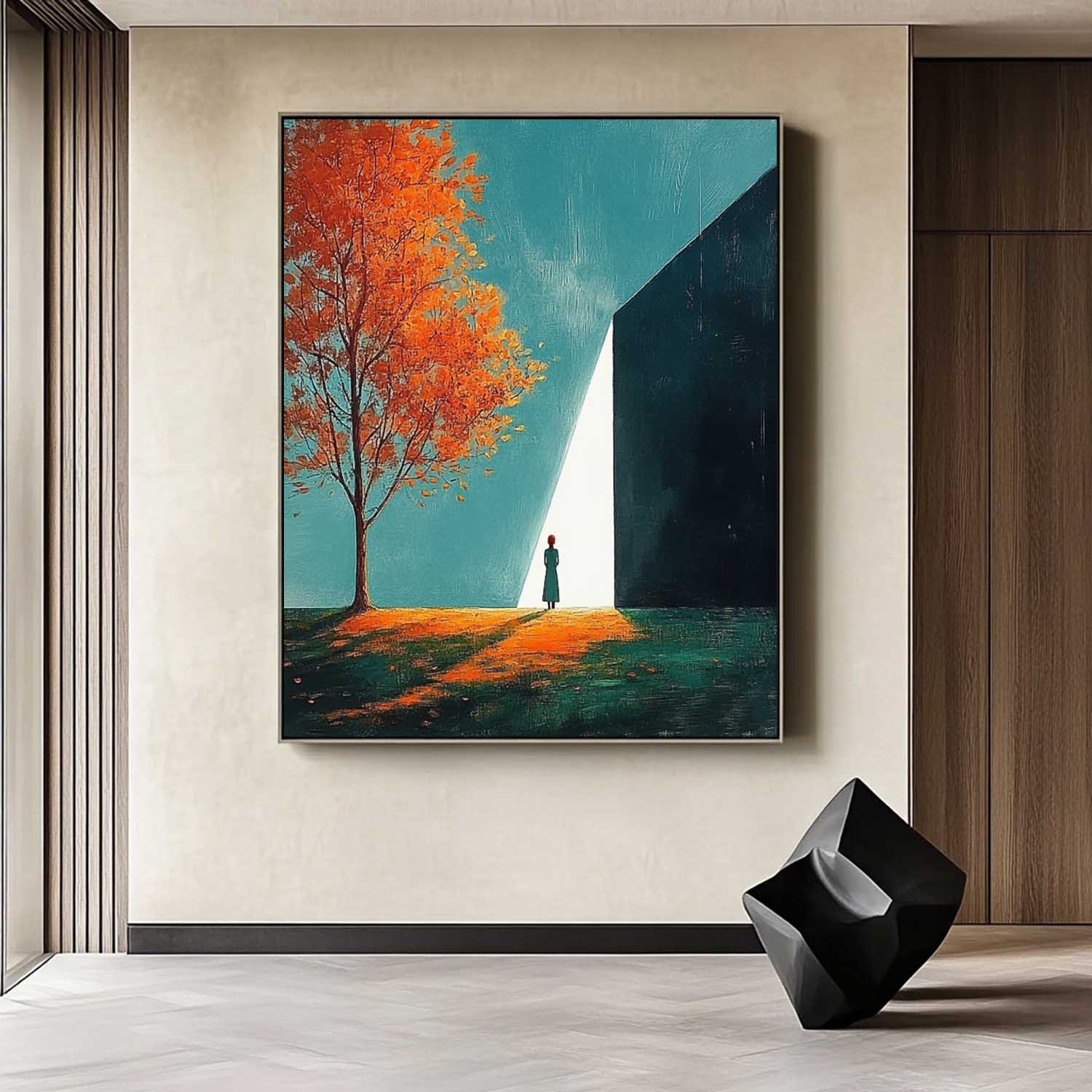 Large Girl Artwork Original Lady Aesthetic Acrylic Painting Canvas Abstract Woman Wall Art Framed