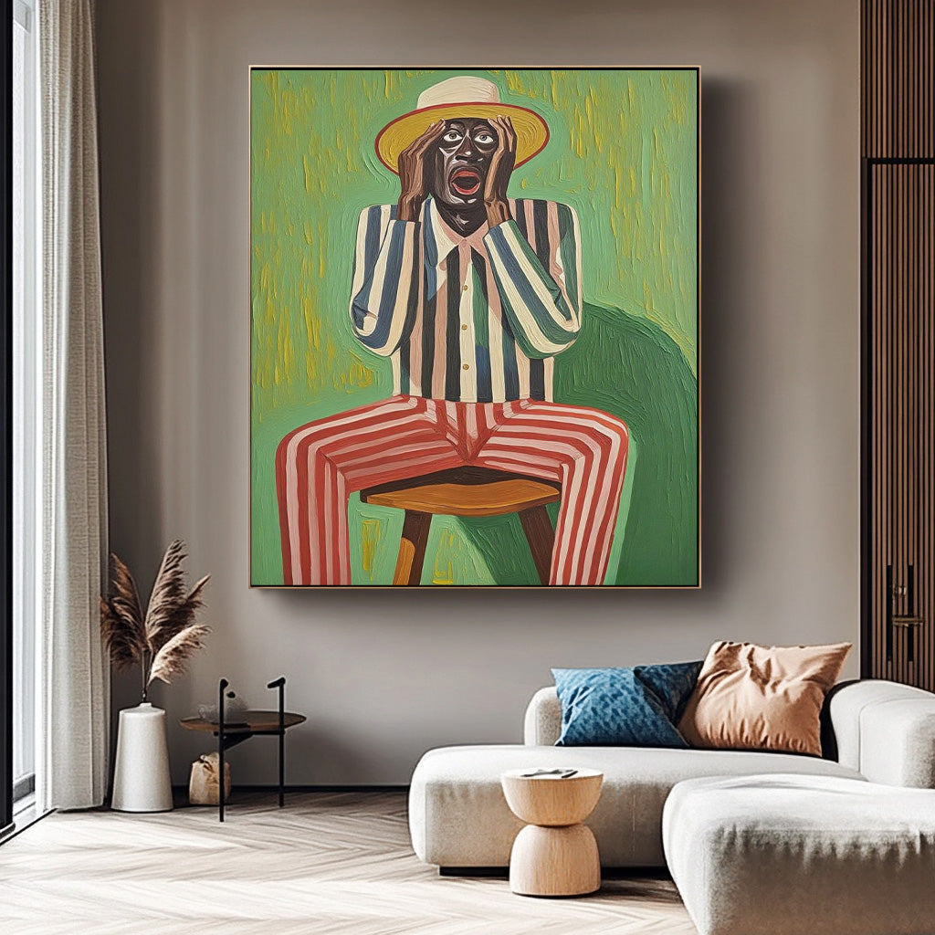 Textured humorous People Painting Canvas Original Large Abstract Exaggerated Expressions Figure Wall Art